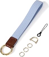 Vista 23 de Llavero de pulsera para mujer, cordón elástico para muñeca, funda de teléfono, cartera, tarjetas de identificación, Pescado - Negro
