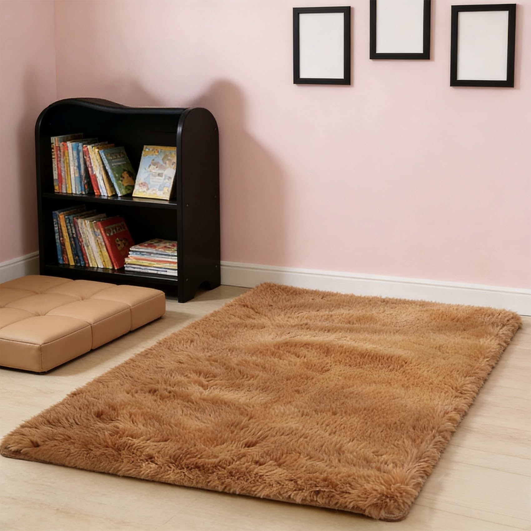 Tapis de salon pour chambre et bureau déco moderne marron
