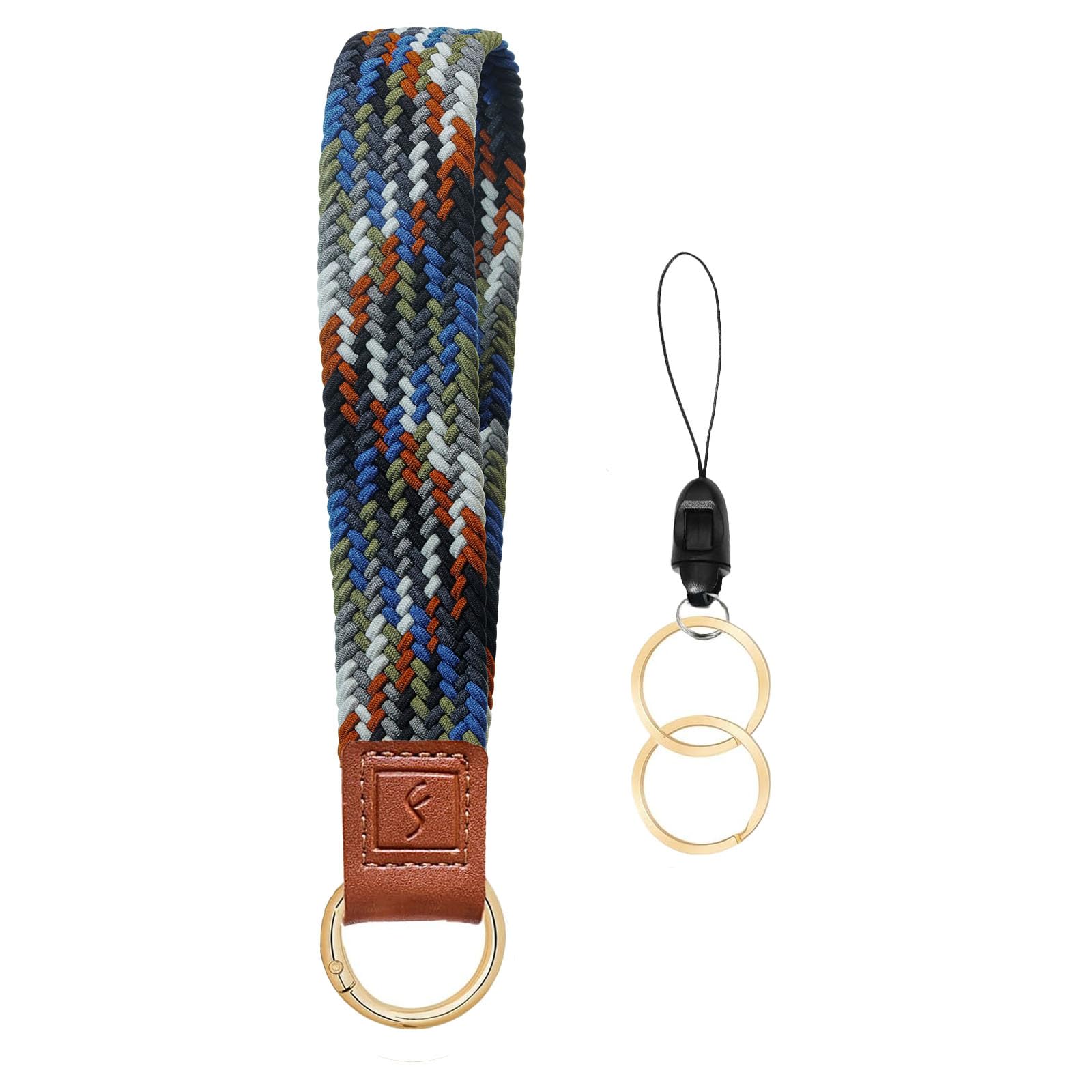 Fishent Stretchy Key Chain, Cute Keychain Wristlet, Upgraded Woven Wrist Lanyard for Keys, Key Chains for Women Men Car Keys ID Badges Card Wallet