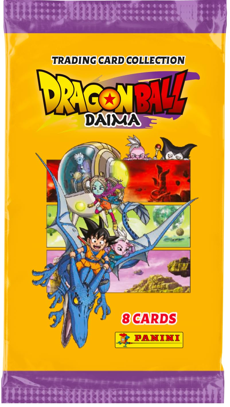 Panini Dragon Ball DAIMA Trading Cards - Caja de 18 Fundas (Fundas de 8 Cartas) + 1 Tarjeta de edición Limitada