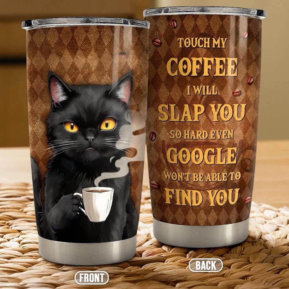 SANDJEST Black Cat Tumbler 20oz Stainless Steel Insulated Coffee Travel Mug Cup for Men Women on Birthday Christmas - Image 3