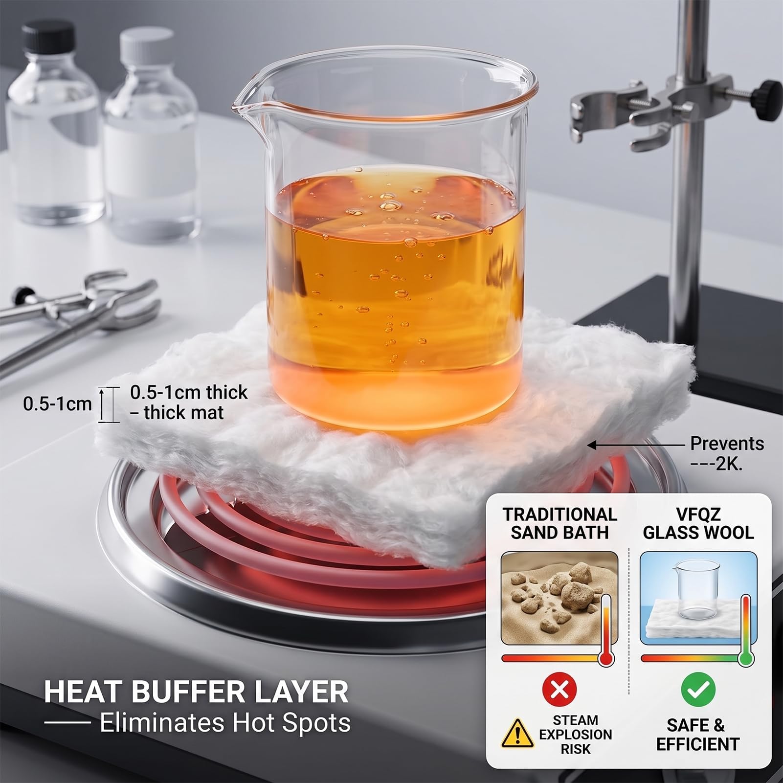 Filtro de lana de vidrio sin álcalis para uso en laboratorio, 100 g, fibra de vidrio, material de aislamiento de alta calidad para aplicaciones experimentales, resistente al calor