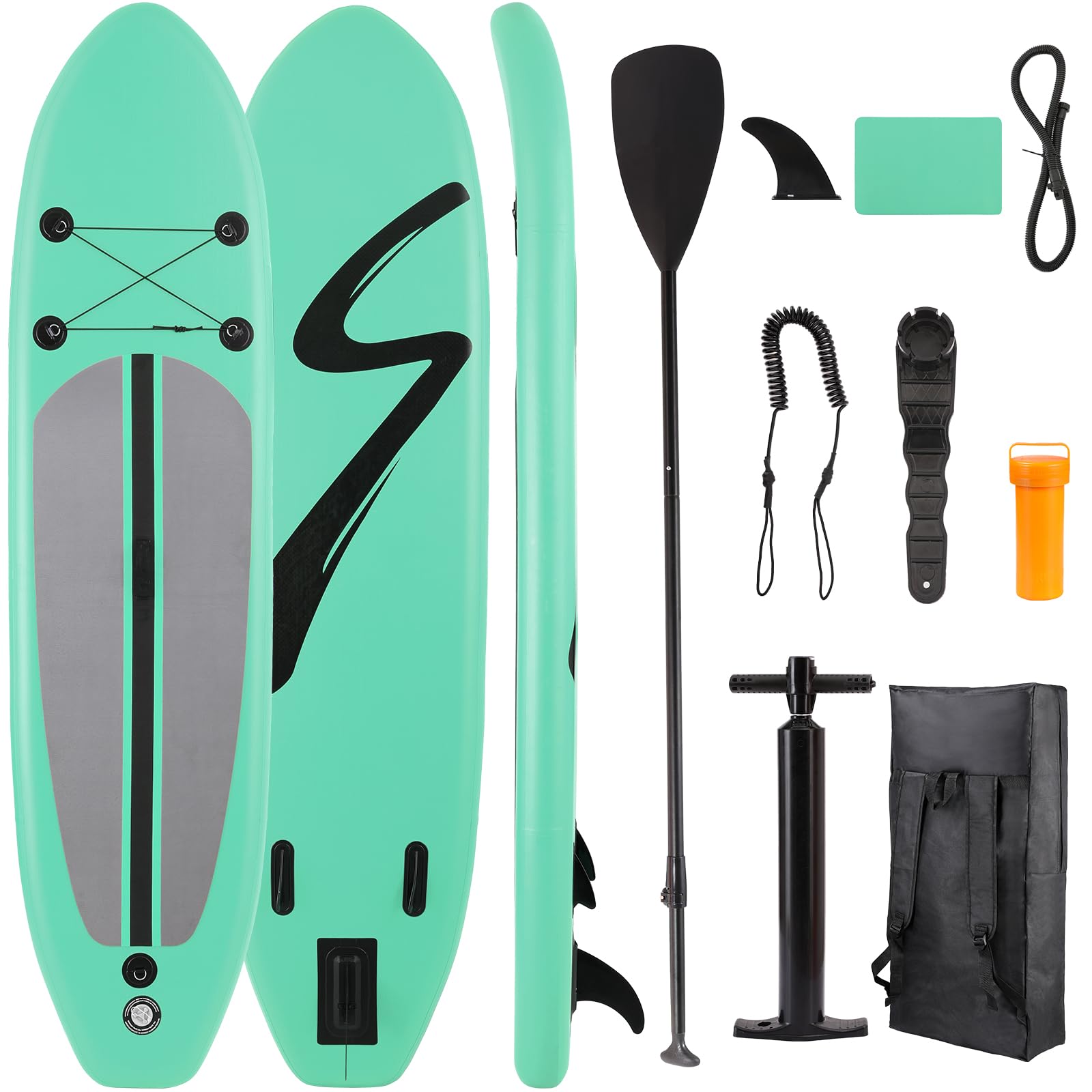 TLSUNNY 10FT Inflatable Stand Up Paddle Board, 3 Fins Paddleboard with Full SUP Accessories for All Skill Levels, przenośna dwukierunkowa pompka i torba do przenoszenia, do jogi Touring Fishing