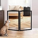 ZJSF Freestanding Foldable Dog Gate for House Extra Wide Wooden Indoor Puppy Gate Stairs Doorways Pet Gate Tall Dog Fence 2 Panels Fence Black