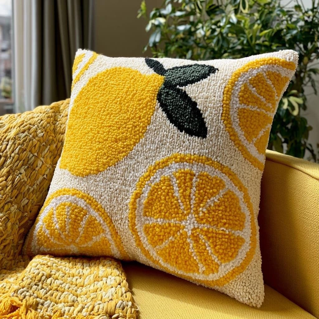 Taxpy DIY Latch Hook Pillow Kit,Lemon 43 X 43 Cm