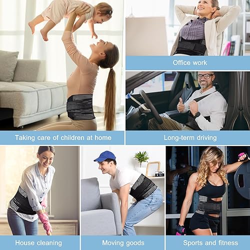 Miniatura 5 de FESAS Soporte de espalda transpirable con almohadilla lumbar, cinturón de soporte para aliviar el dolor de espalda baja, adecuado para mujeres y