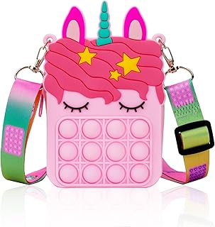 شنطة كتف بوب فيدجيت العاب كروس من السيليكون بتصميم حسية للنساء والاولاد والبنات، يد بوش ات لتخفيف التوتر، ماسنجر للاطفال والكبار، زهري