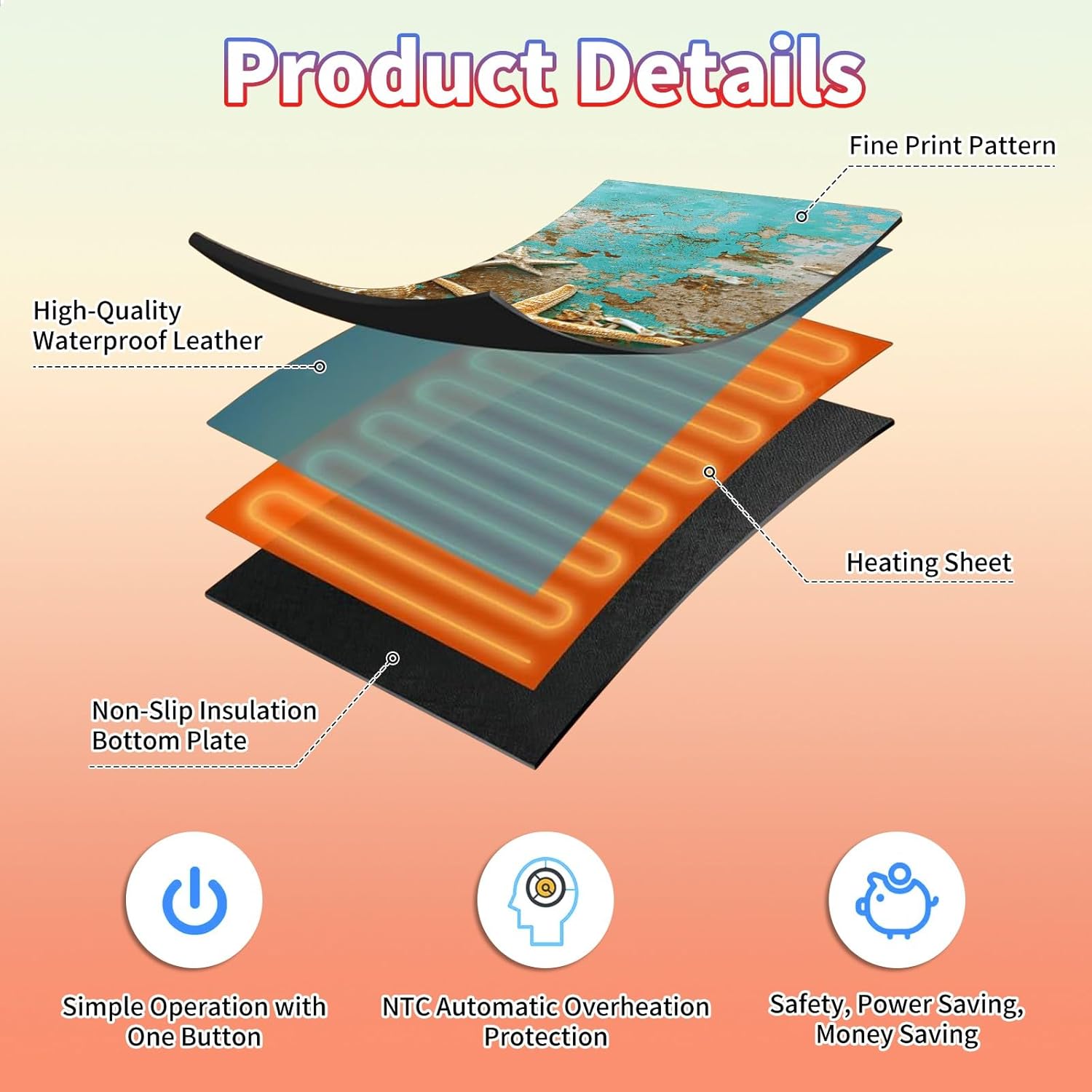 Heated Desk Pad Large Mouse Pad 31.5 x 13 inch with 3 Levels Heating & Auto Shut-Off Warm Mouse pad PU Leather Computer Mousepad for Home Office Work - Green Boards and Shells