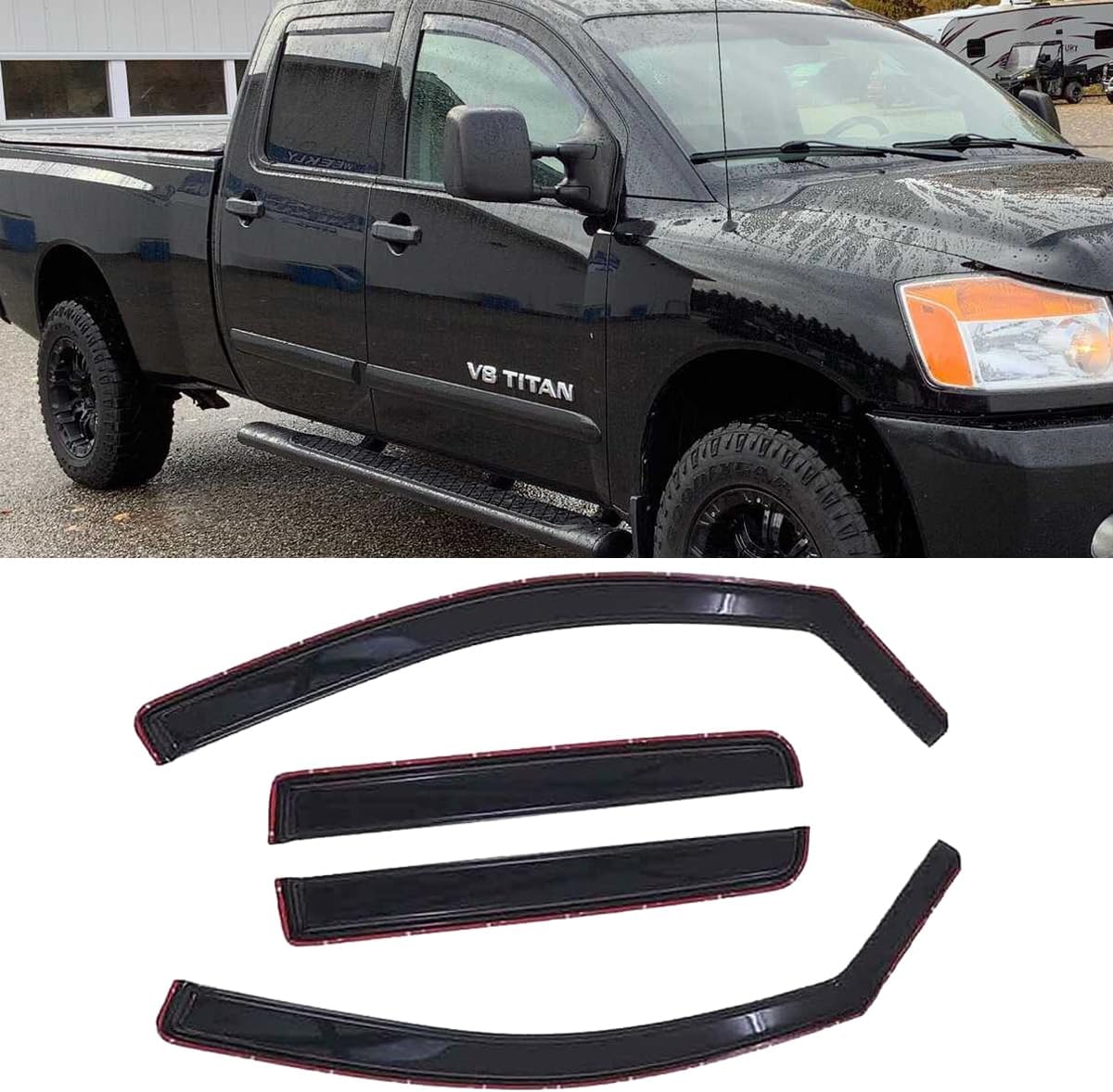 Wensdy 4pcs Side Window Wind Deflectors,in-Channel Style Shade Sun rain Guards,Dark Smoke Window Visors for 2004-2015 Nissan Titan Crew Cab 194858