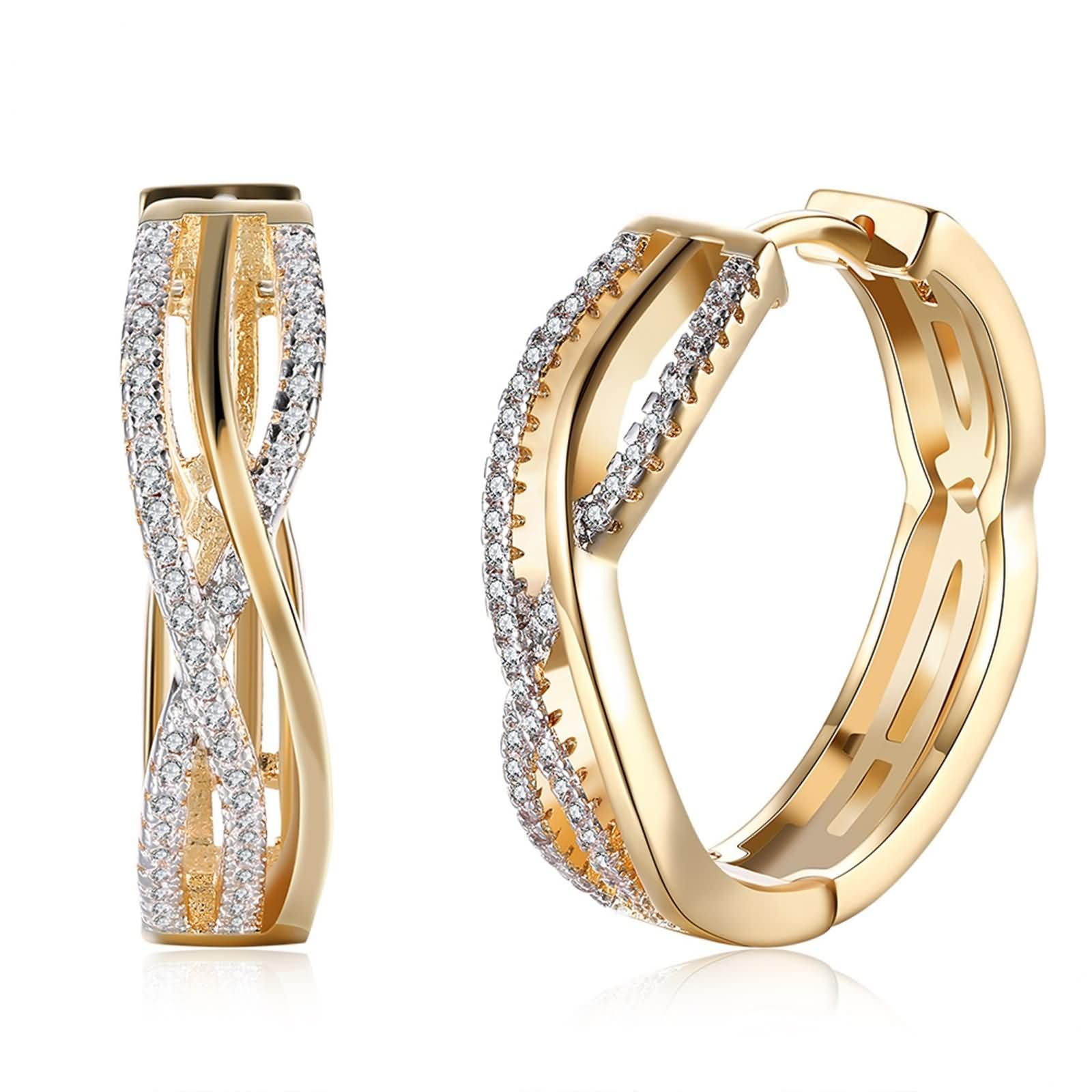 9K / 14K / 18 K Gelbgold Ohrringe Damen, Unendlich mit Diamant, Ohrringe Gold für Hochzeit Frauen