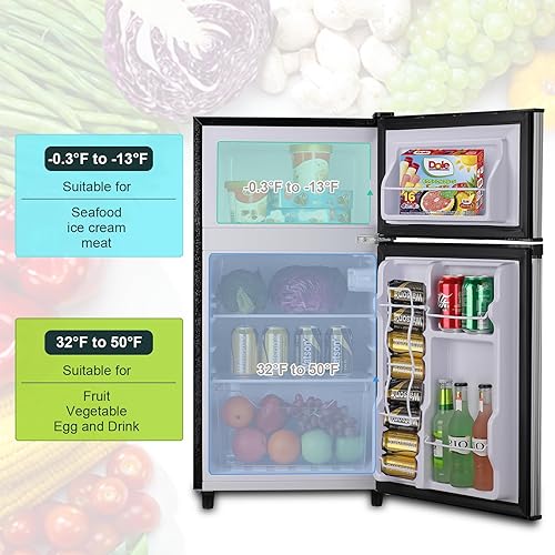 Miniatura 3 de WANAI Refrigerador compacto de 3.5 pies cúbicos con congelador, refrigerador pequeño con 7 modos de temperatura, ahorro de energía, bajo ruido para