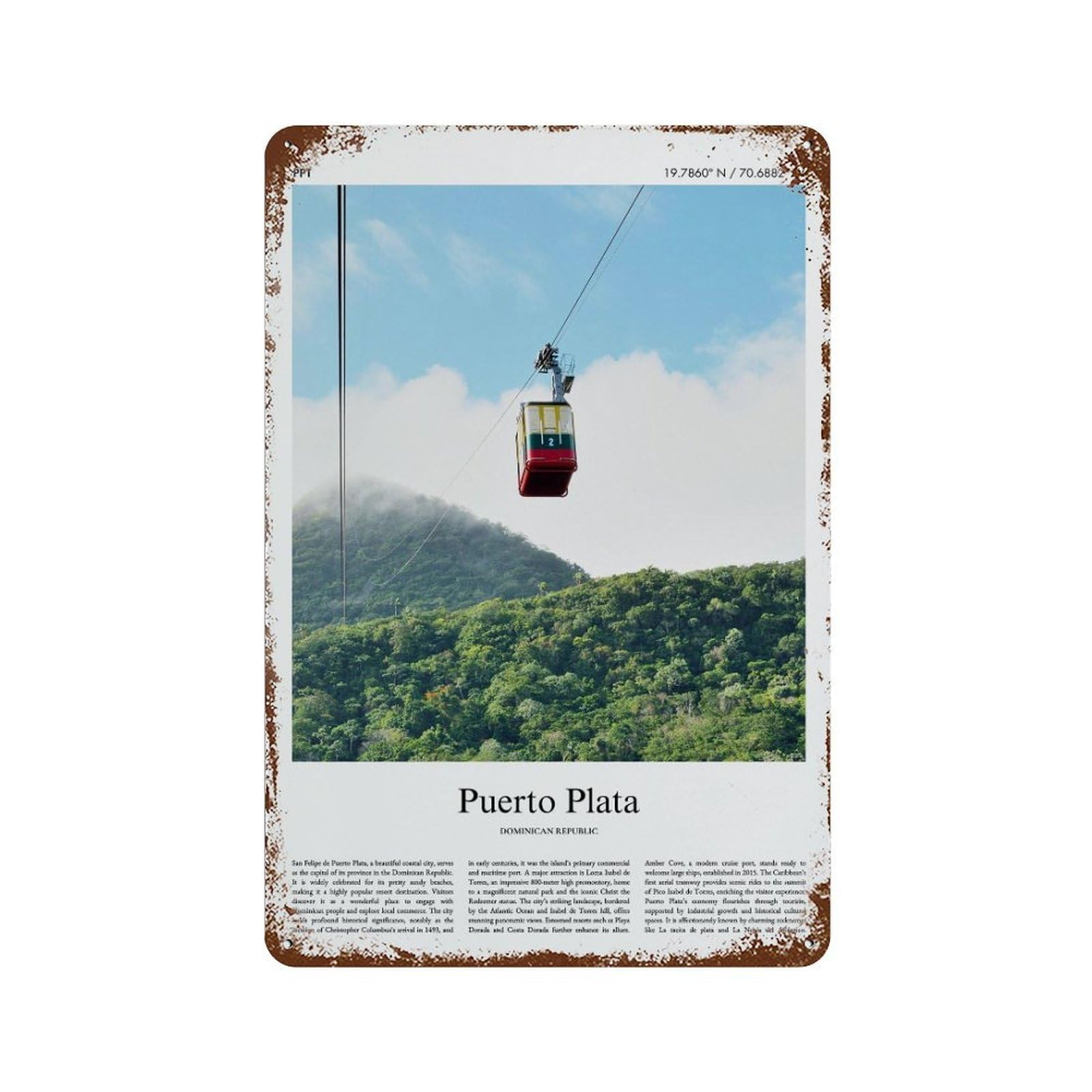 xiaoxiaoshen Puerto Plata Dominican Republic City Scenery Wall Decor Art Metal Tin Poster Modern Home Decor Art Home Bar Shop Decorations Vintage Sign 30x20cm