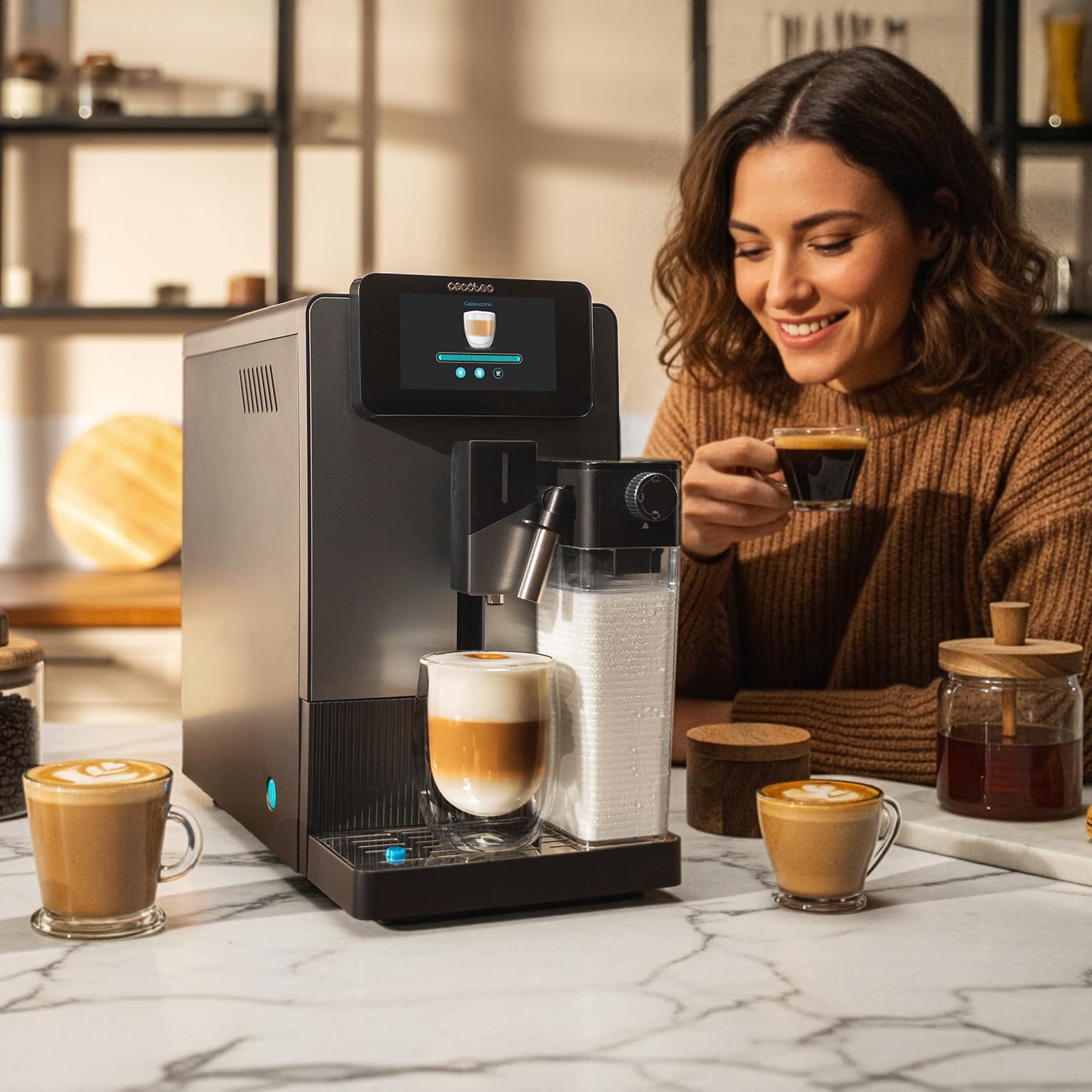 Cecotec Macchina Caffè Espresso Superautomatica Cremmaet Latte Art. 1500W, 19Bar, Thermoblock, 6 Bevande, Serbatoio Caffè 150g, Macinino Conico, Pulizia Automatica, Serbatoio Acqua 1.1L e Latte 400ml