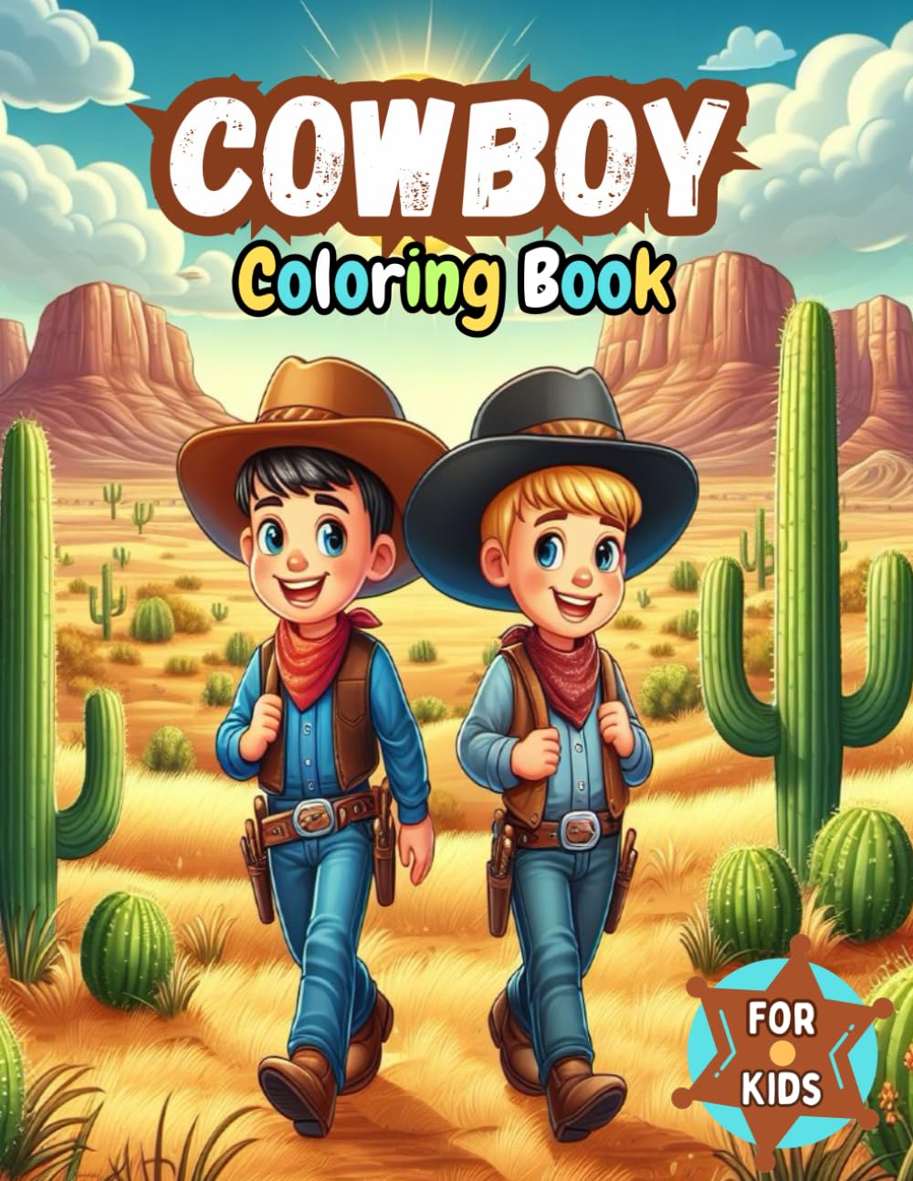 Cowboy Coloring Book For Kids: Fun Coloring Pages with Cowboys and Cowgirls for Kids ages 4-8 or 8-12, Wild West Adventure Coloring
