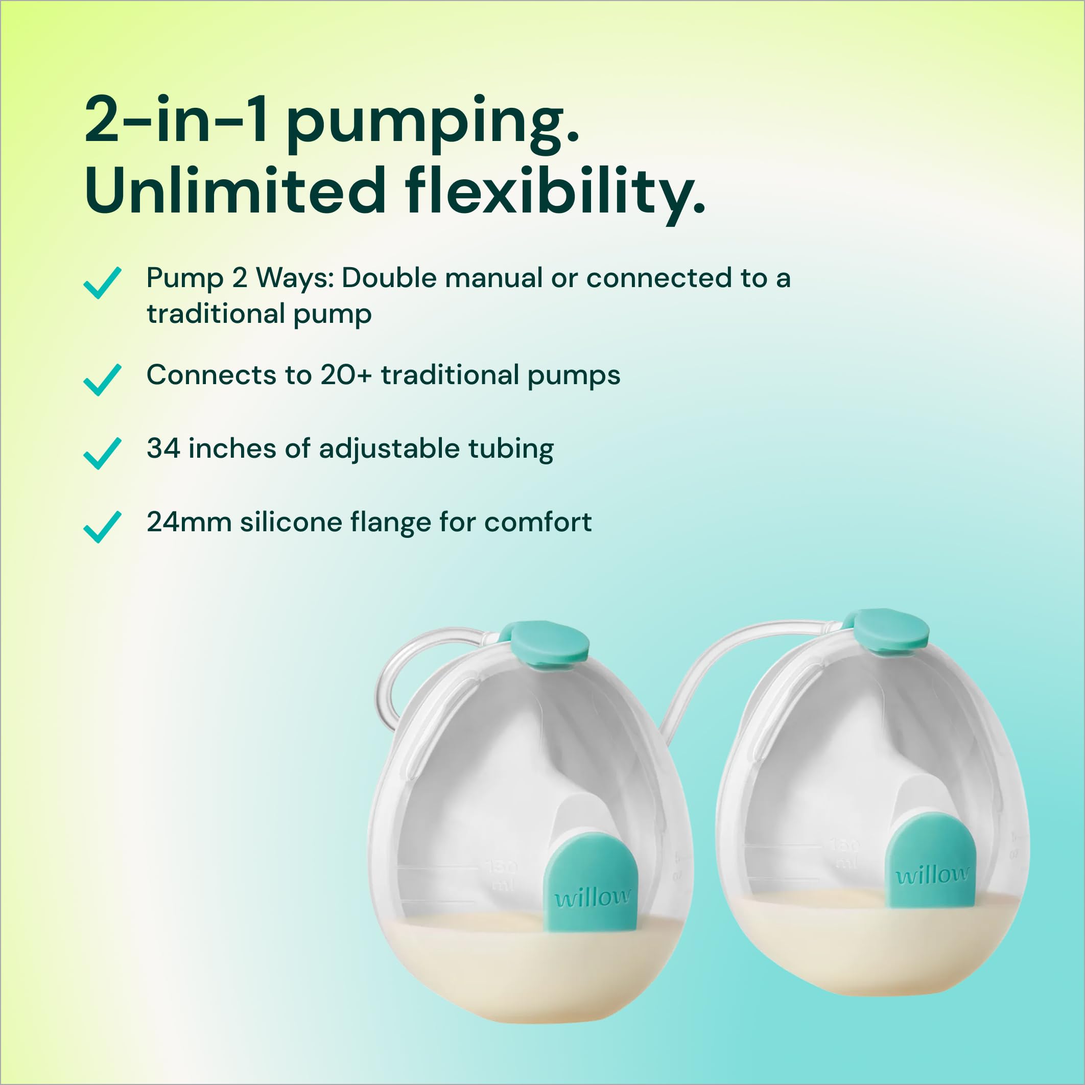 Willow Wave Handmilchpumpe, tragbar, passt vollständig in den BH, ergonomischer Griff, tragbare Stillpumpe, Krankenhausqualität, nach der Geburt