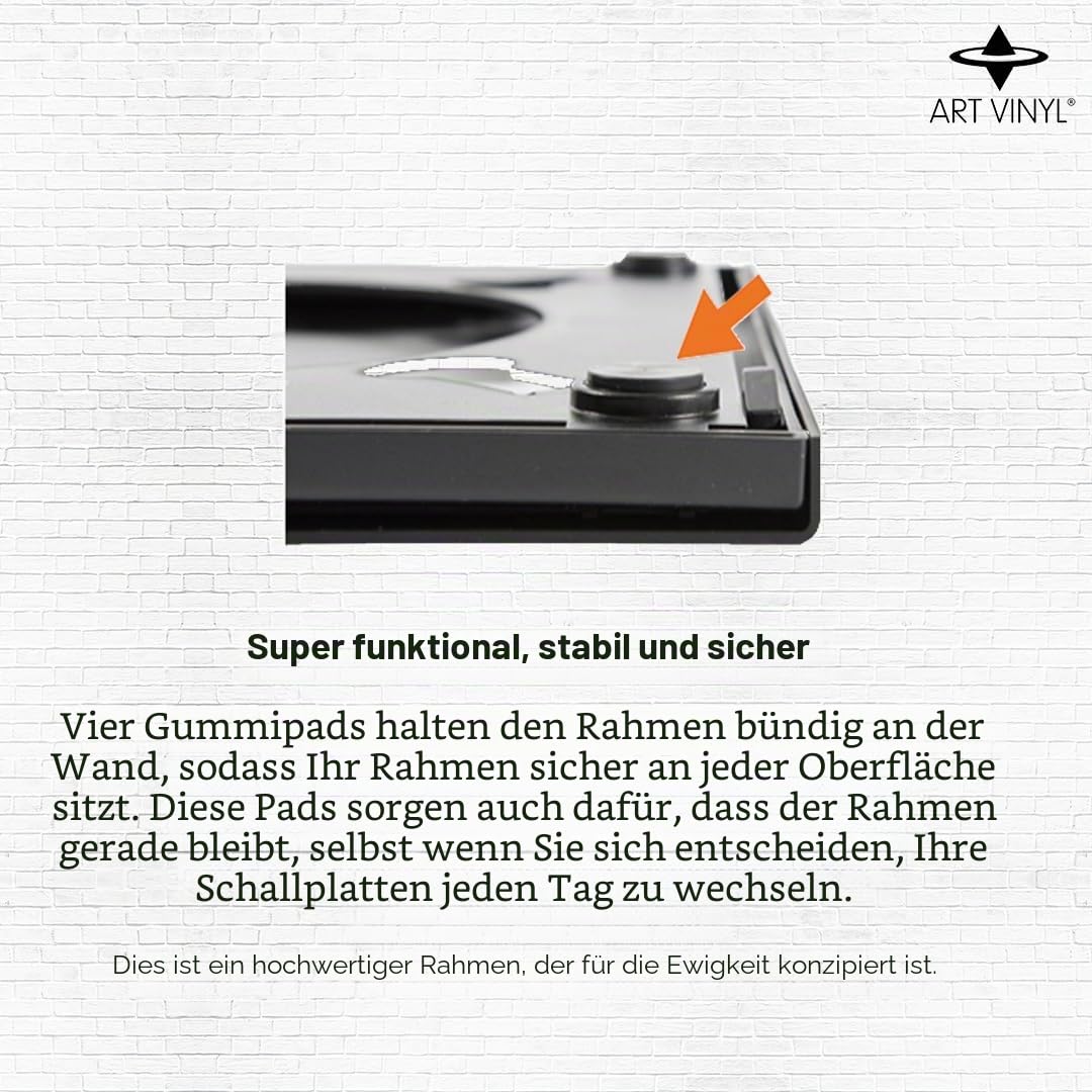 Art Vinyl Schallplattenrahmen 3er-Set – Für Single-Vinyl & LPs/Doppel-LP – 38×38 cm Schwarz, UV-Schutz, kratzfestes Acryl, einfache Wandmontage, Flip-Rahmen