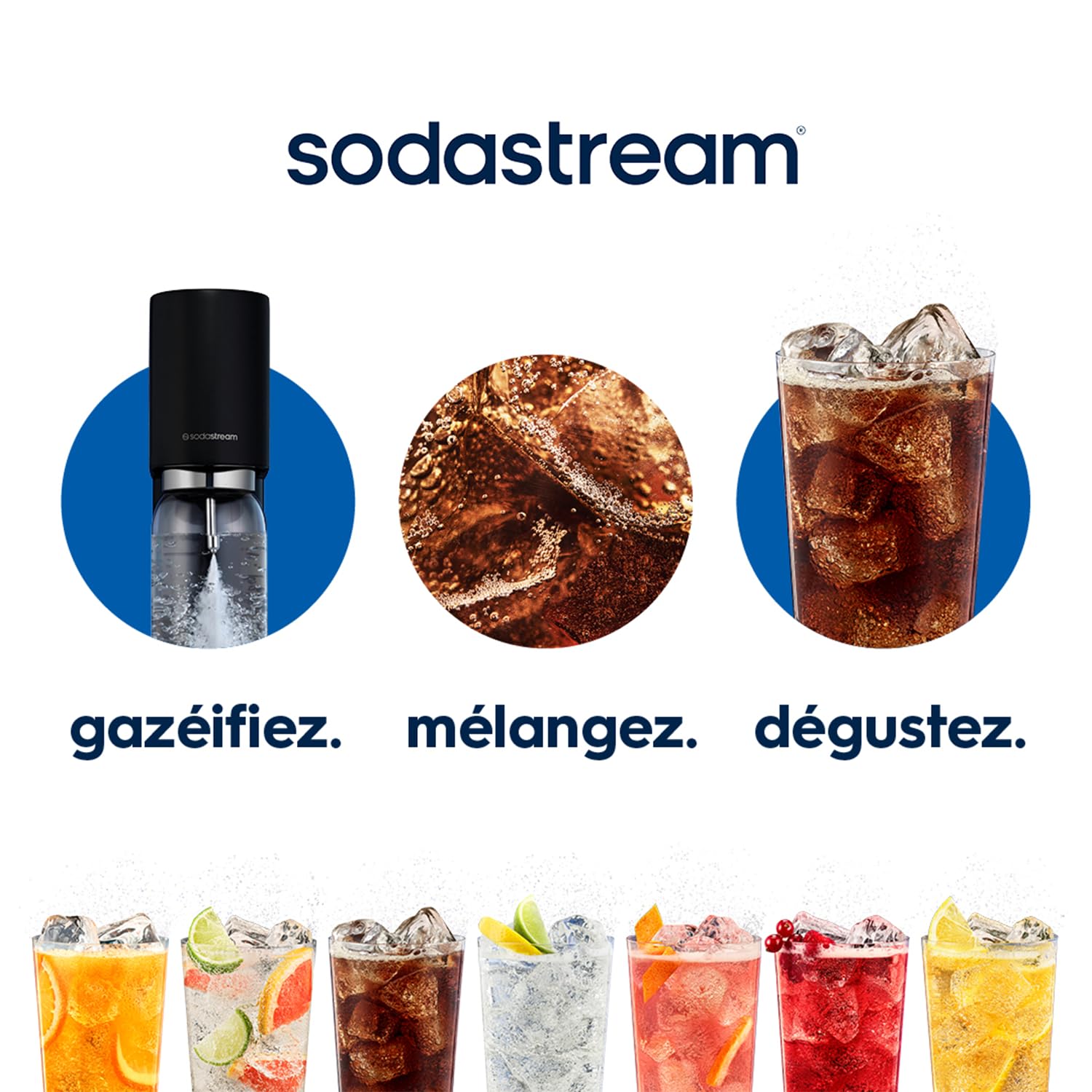 Sodastream Ensō – Machine à eau pétillante avec système CO₂ Quick Connect, cylindre de gaz 60L, 3 bouteilles 1L sans BPA et chiffon de nettoyage inclus, noire