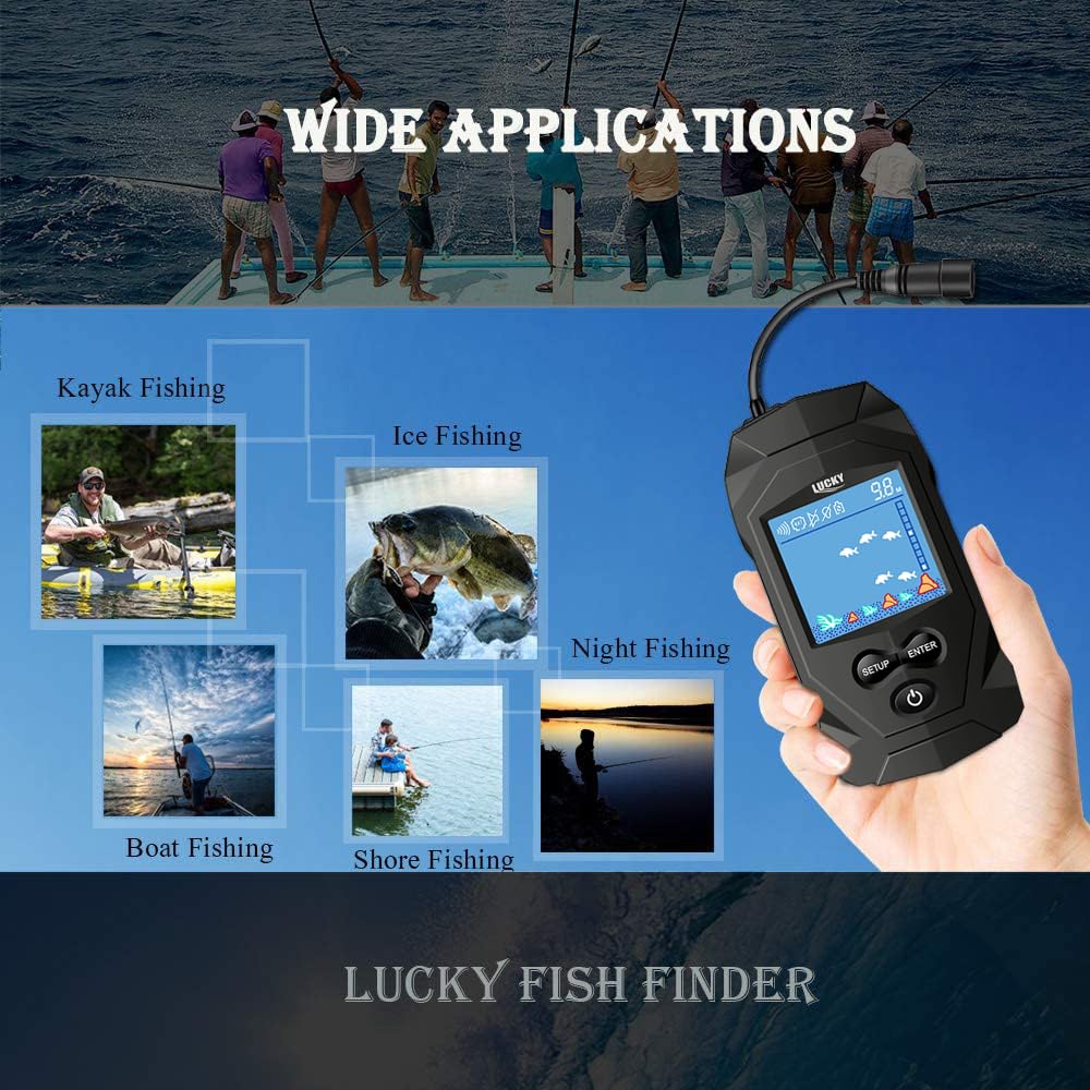 LUCKY Portátil Sonar Buscador de Pesca con Cable Profundidad Buscador de Pescado Sonar Sensor Buscador de Peces LCD Pantalla para la Pesca FL068