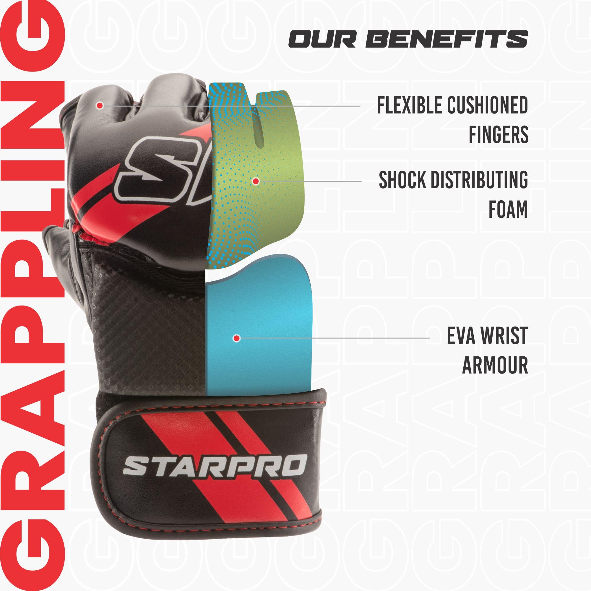 Starpro Star Guantes MMA Cuero PU Blanco y Negro Sparring Entrenamiento Combate Muay Thai Kickboxing