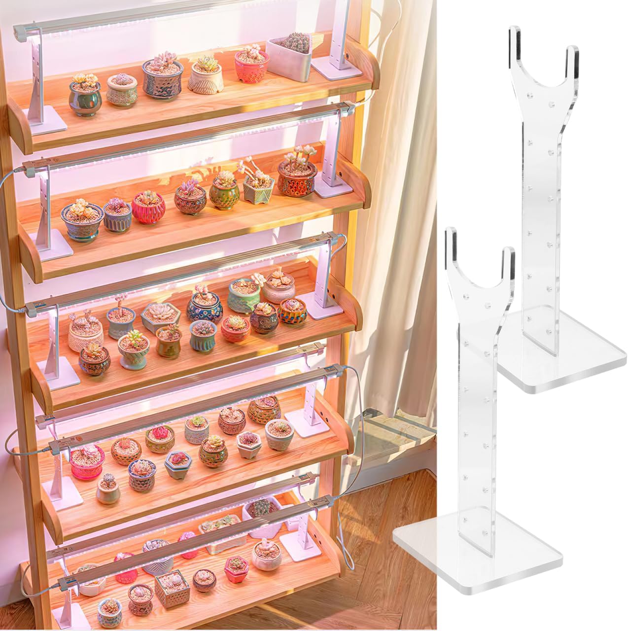 Happyyami 1 Pair Grow Light Bracket Grow Light Stand Indoor Plant Light Stand Plants Growing Lamp Rack Plant Light for Indoor Plants House Plants Indoors Live Acrylic Simple Fixture