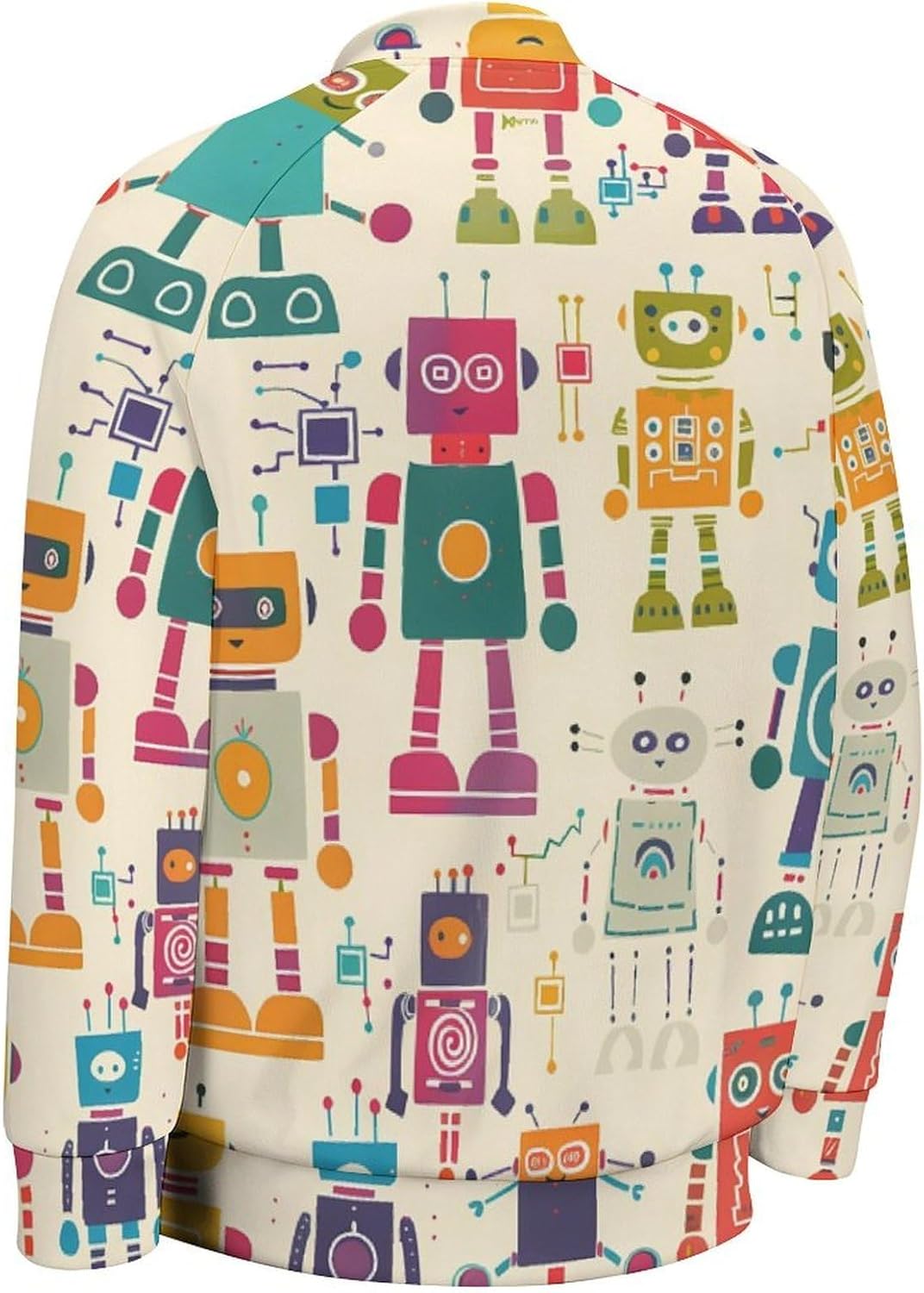 Colorful Robots Novelty Men's Baseball Jackets Causal Sweatshirt Button Top Long Sleeve Coat