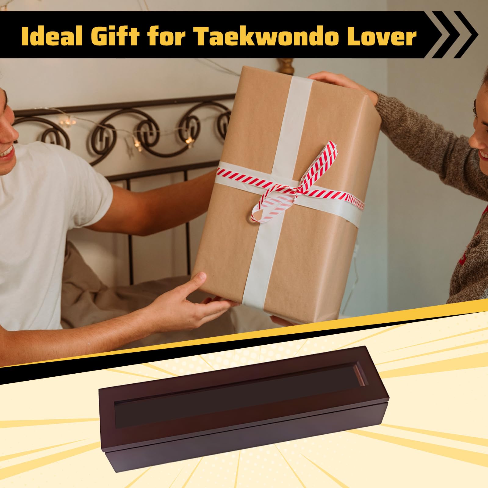Taekwondo Organiseur de ceinture, grand design vintage en bois, boîte cadeau MMA, support de ceinture pour médailles, ceinture, souvenir, collection de stockage