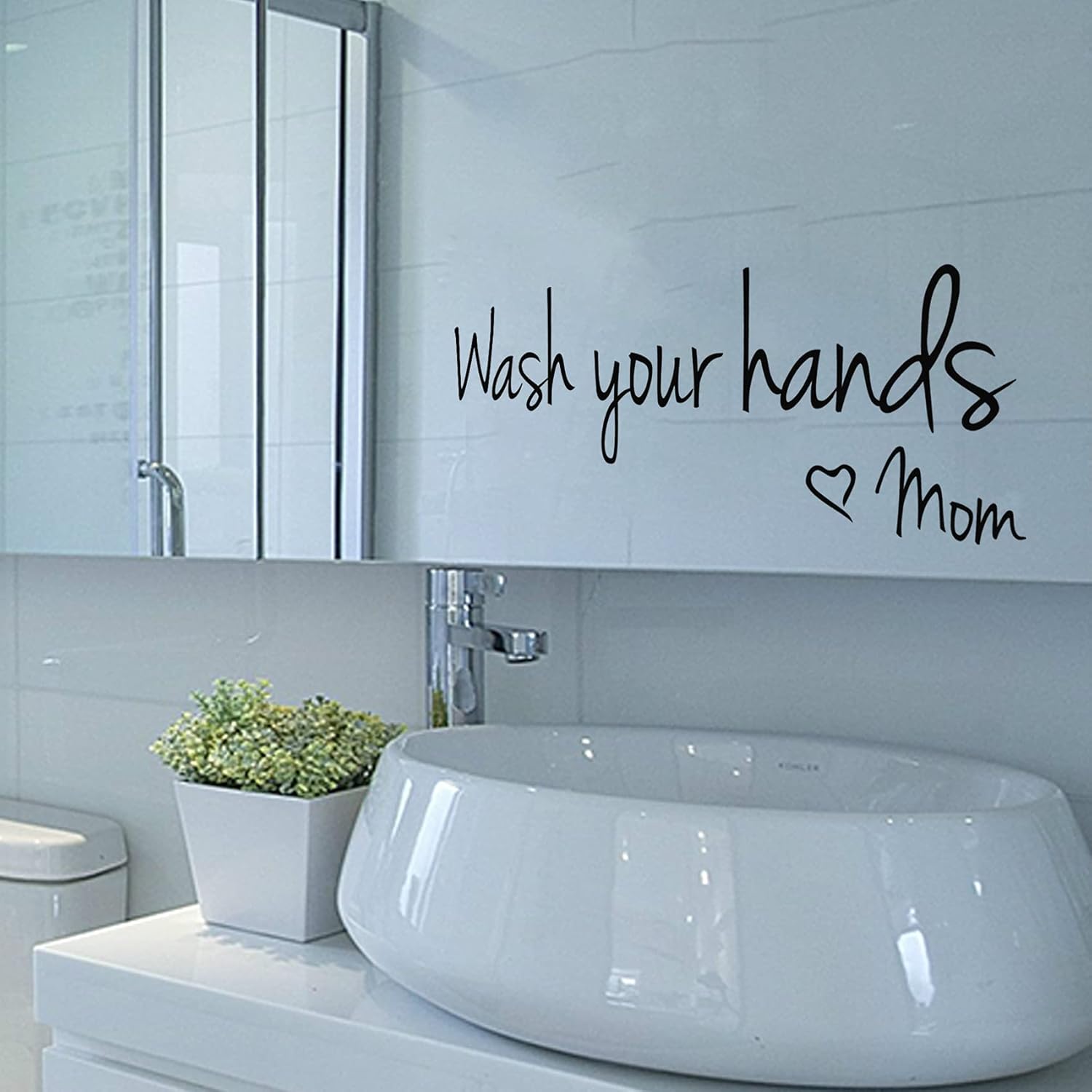 DIY Bathroom Mom Quote Wall Stickers, Easy Peel and Stick Wallpaper Vinyl Saying Art Decor for Kids Bathrooms and Home Decoration