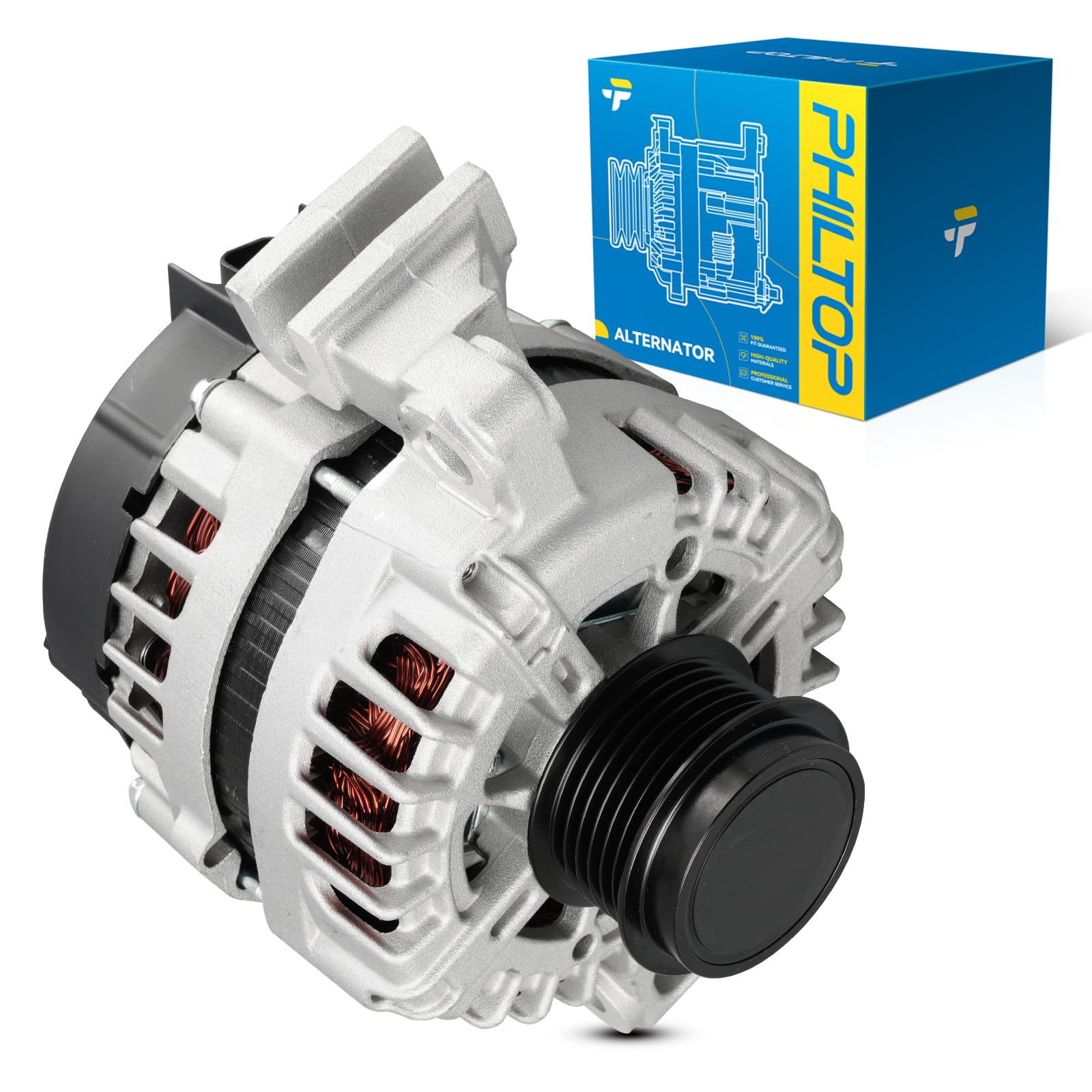 PHILTOP Alternator Compatible with Chevy Colorado 2015-2016 3.6L, Camaro 2010-2012 3.6L, for GMC Canyon 2015-2016 3.6L High Amp Alternators Replace 11485N 12V 150Amp CW