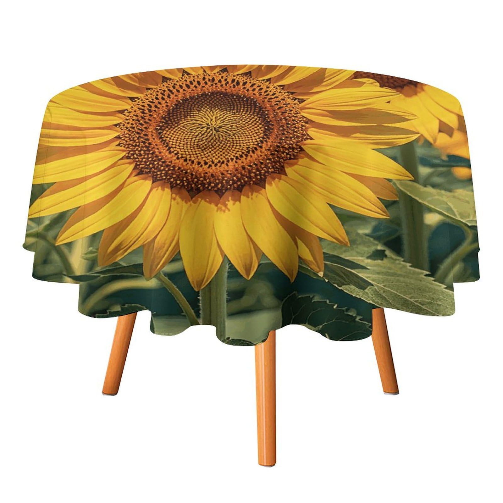 Nappe ronde tournesols pour repas de terrasse et fêtes