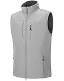 Men's Lightweight Softshell Vest Outerwear Zip Up Fleece Lined Windproof Sleeveless Jacket for Golf Running Hiking