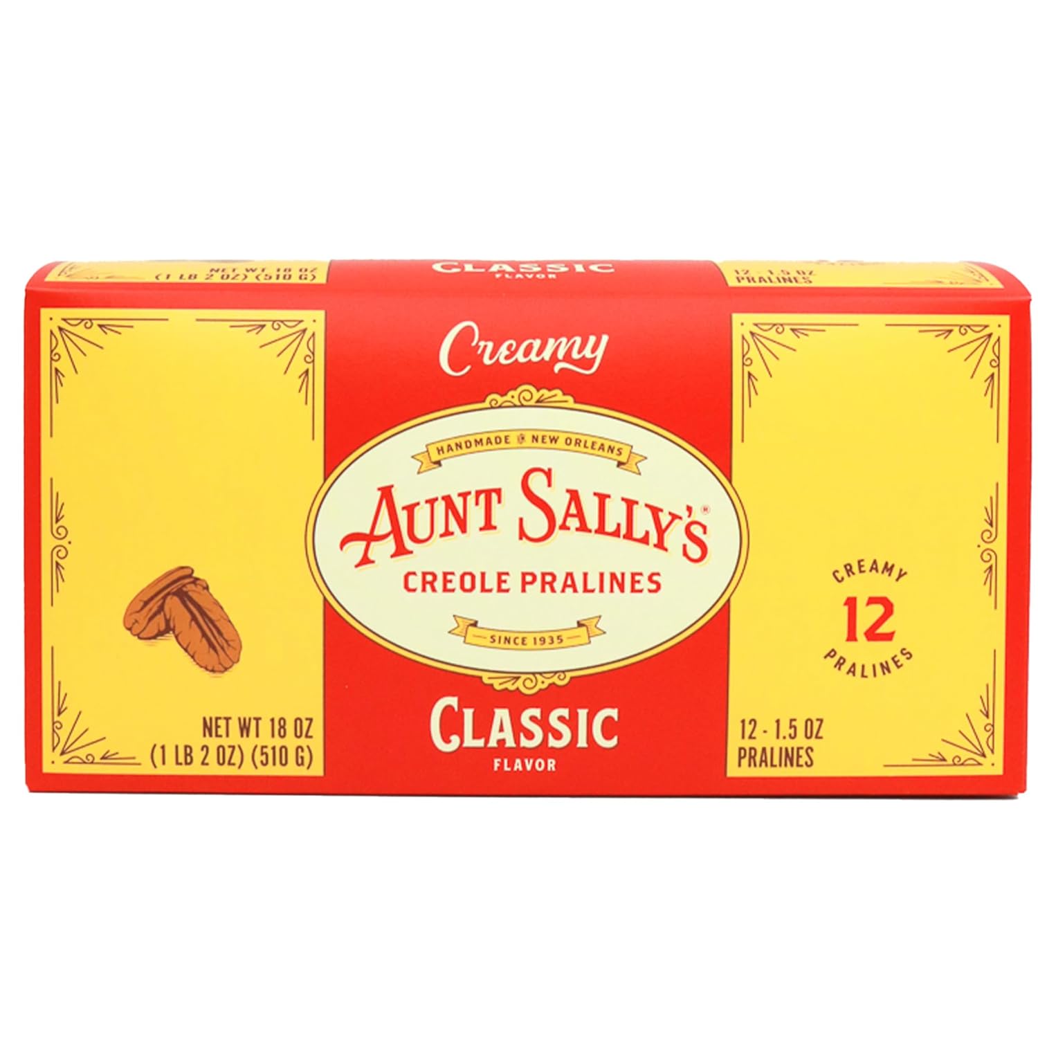Aunt Sally's Creamy Classic Pralines- 12 count box- New Orleans Most Famous Praline- Handmade Pecan Candy