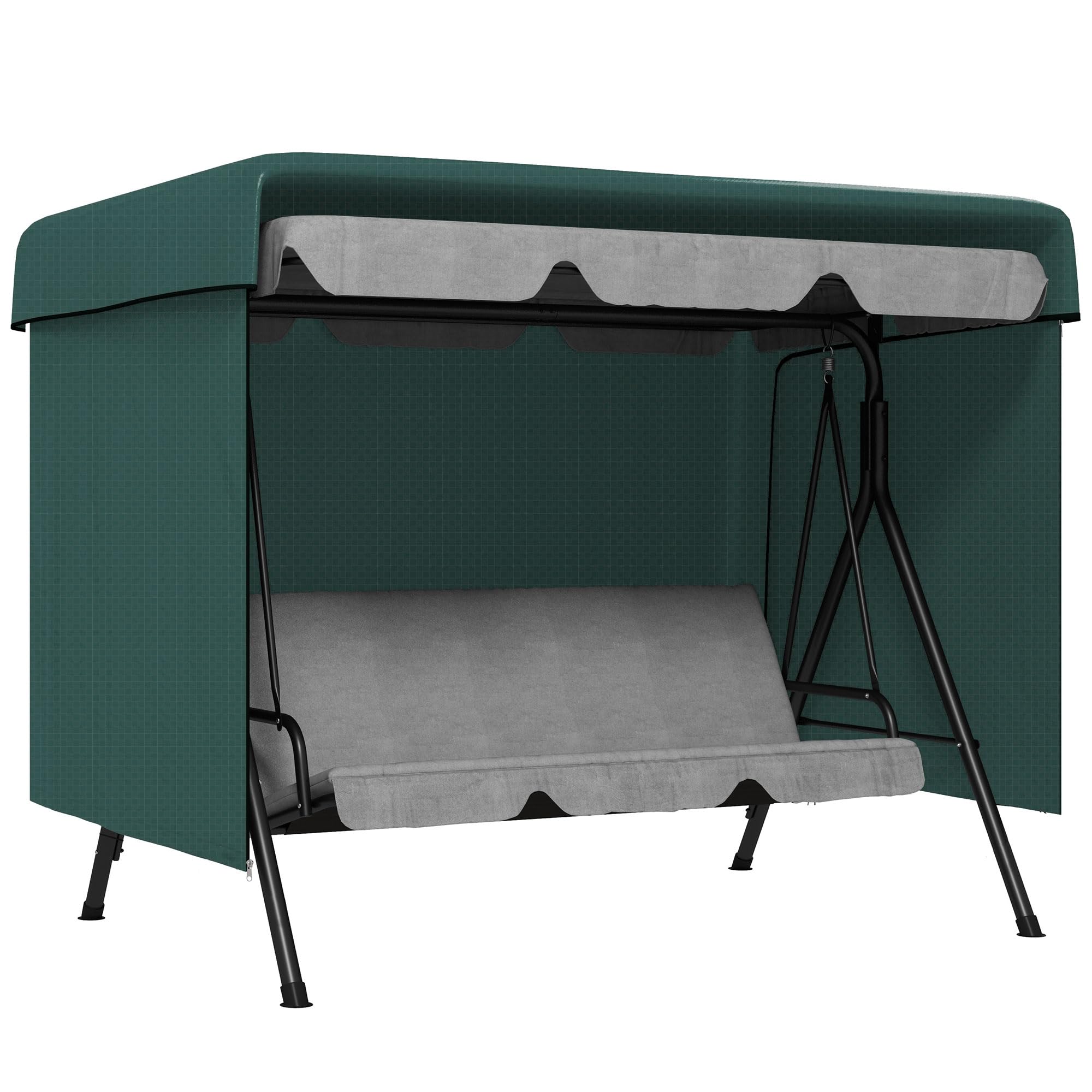 Outsunny Funda Balancín Jardín Funda Columpio Jardín Exterior Cubierta de Columpio con Cremallera Impermeable 215x155x150 cm Verde