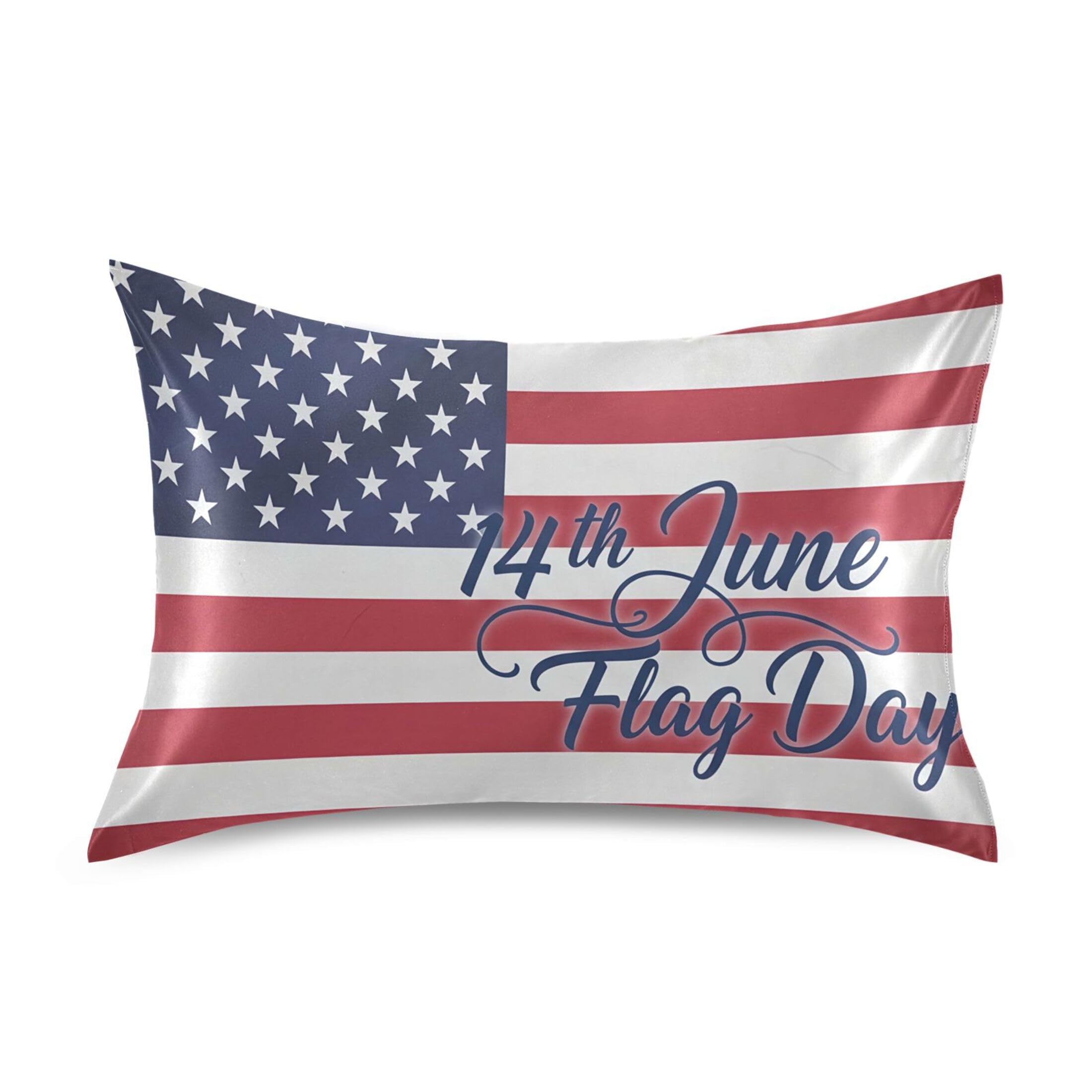 Fuauuyl Pillowcase Queen Size 20x30 in, American Flag Soft Breathable Satin Pillow Case for Hair and Skin with Envelope Closure Wrinkle-Free