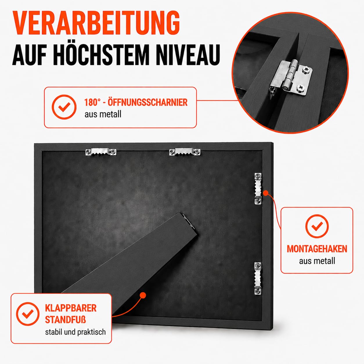 BALA® Schwarz Bilderrahmen A4 – 2er Set Wechselrahmen für Kinderzeichnungen & Kunstwerke, mit Frontöffnung zum Aufklappen, ideal für Kita & Schule, zum Aufhängen oder Aufstellen, für 120+ Bilder