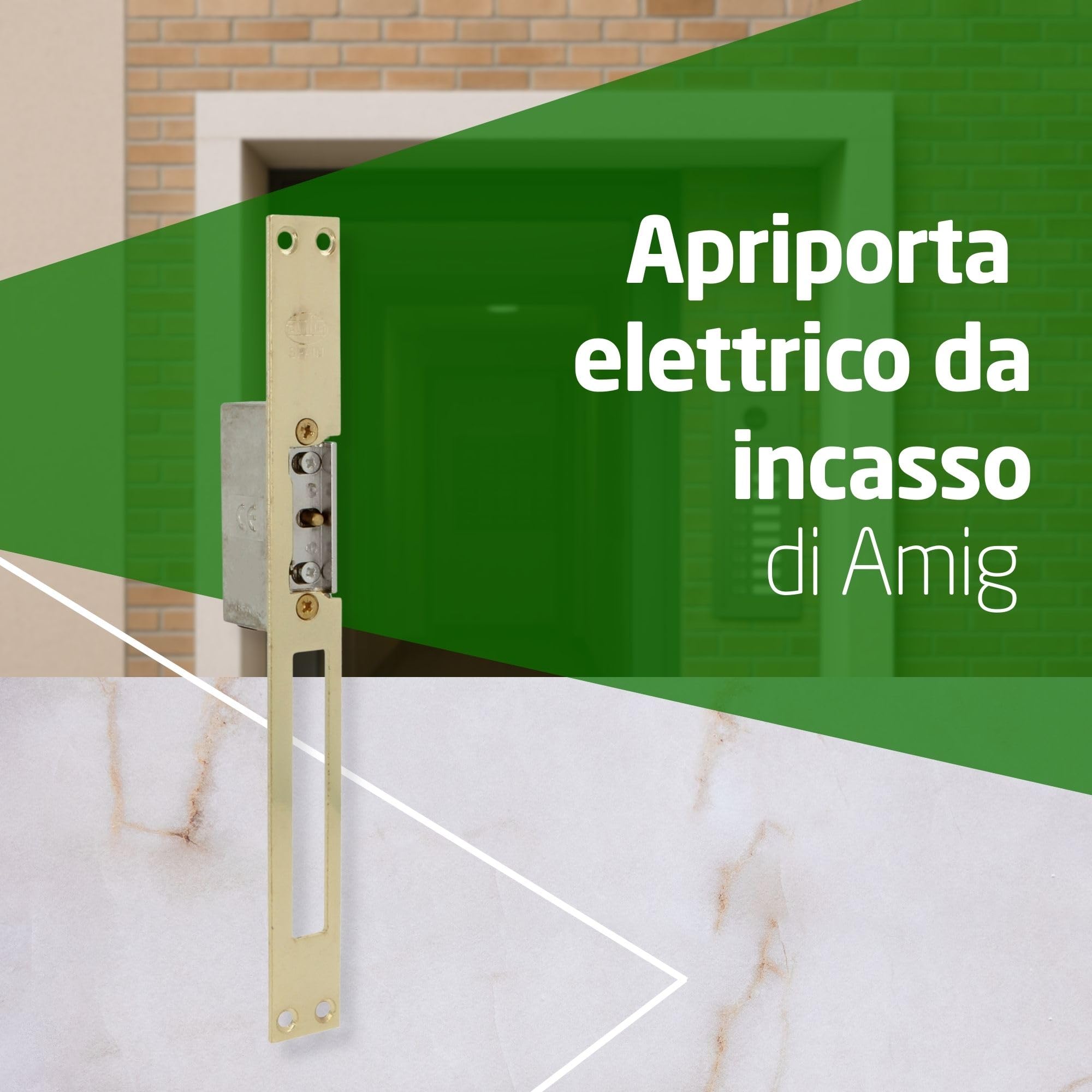 Amig - Incontro elettrico da incasso per controllo accessi - Compatibile con scrocco europeo 13 mm - Frontale 250 x 25 mm - Acciaio ottonato verniciato - Dorato - 8-12 V AC/DC - Mod. 20 con inibitore
