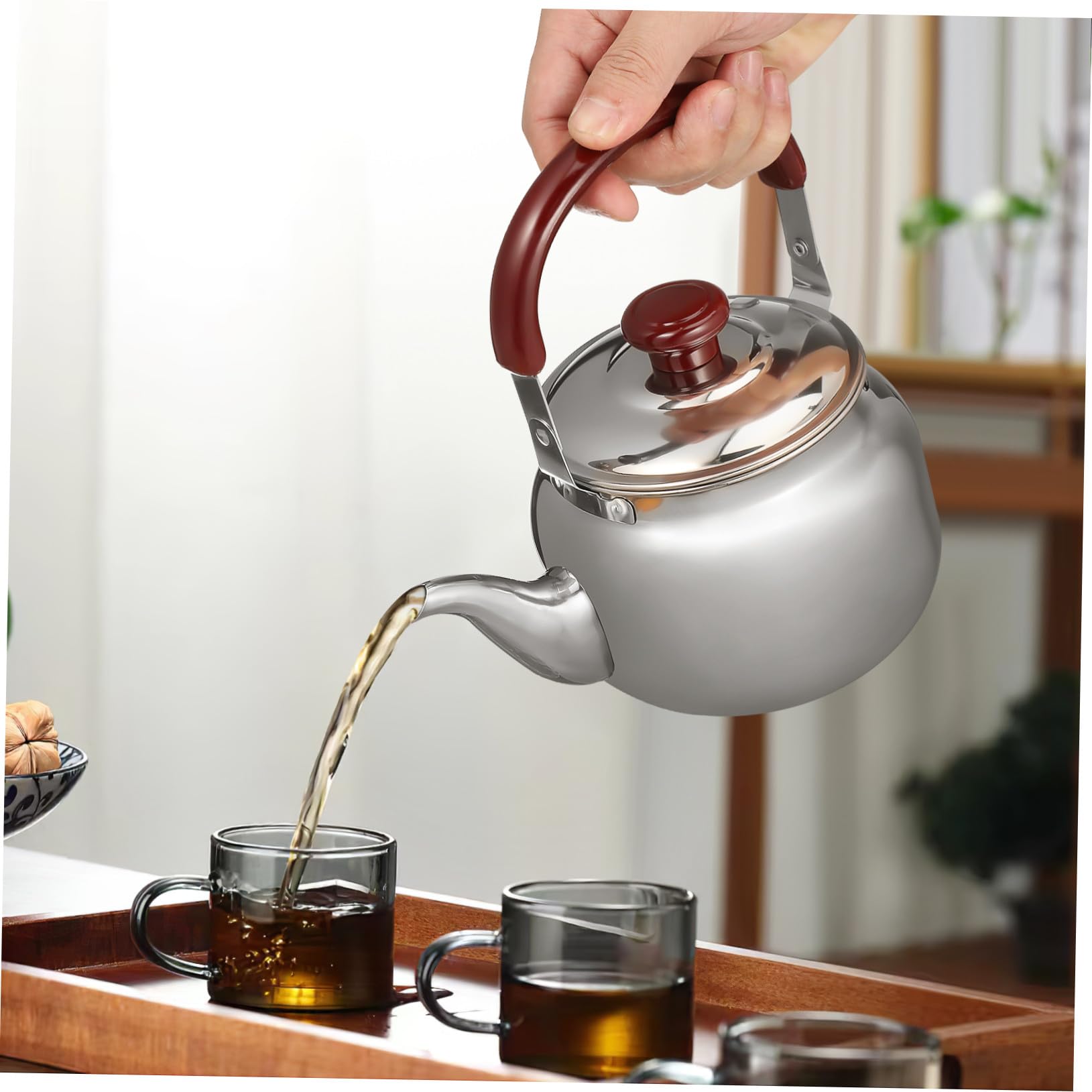 LAMBDA COFFEE Geysir Bollitore Da Campeggio In Acciaio Inox 1 Litro, Leggero 290g, Manico Pieghevole, Salvaspazio, Adatto A Fornello A Gas E Fuoco Aperto, Teiera Portatile Per Outdoor