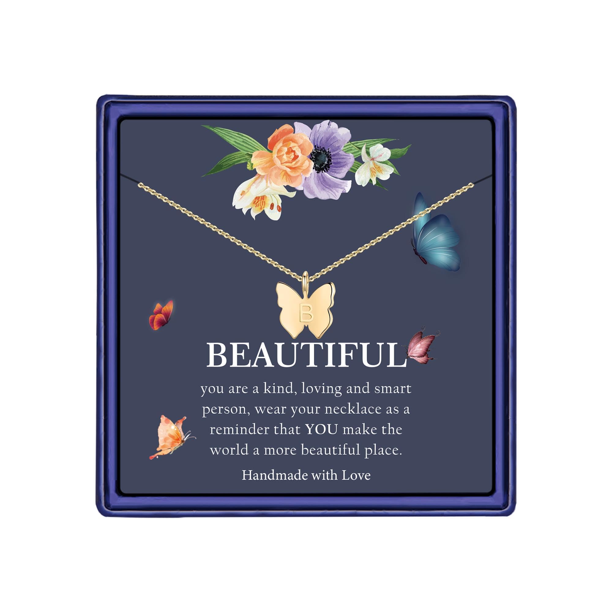 Hidepoo Gifts for Kids Teen Girls Women - Initial Butterfly Necklace for Girls Women, Dainty Butterfly Pendant Choker Necklace Birthday Gift for Kids
