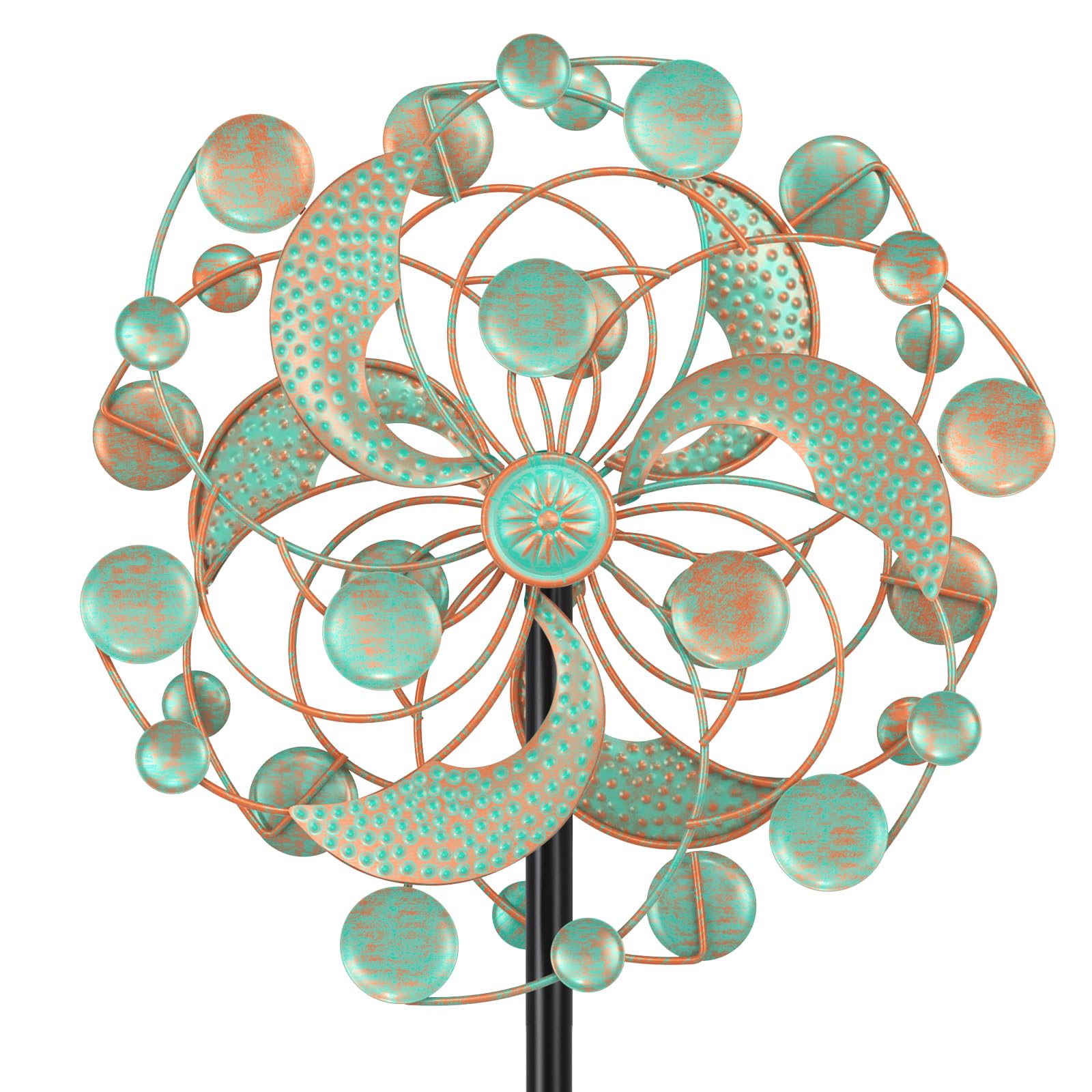 Wind spinner résistant à la rouille avec socle 5 branches pour déco extérieure