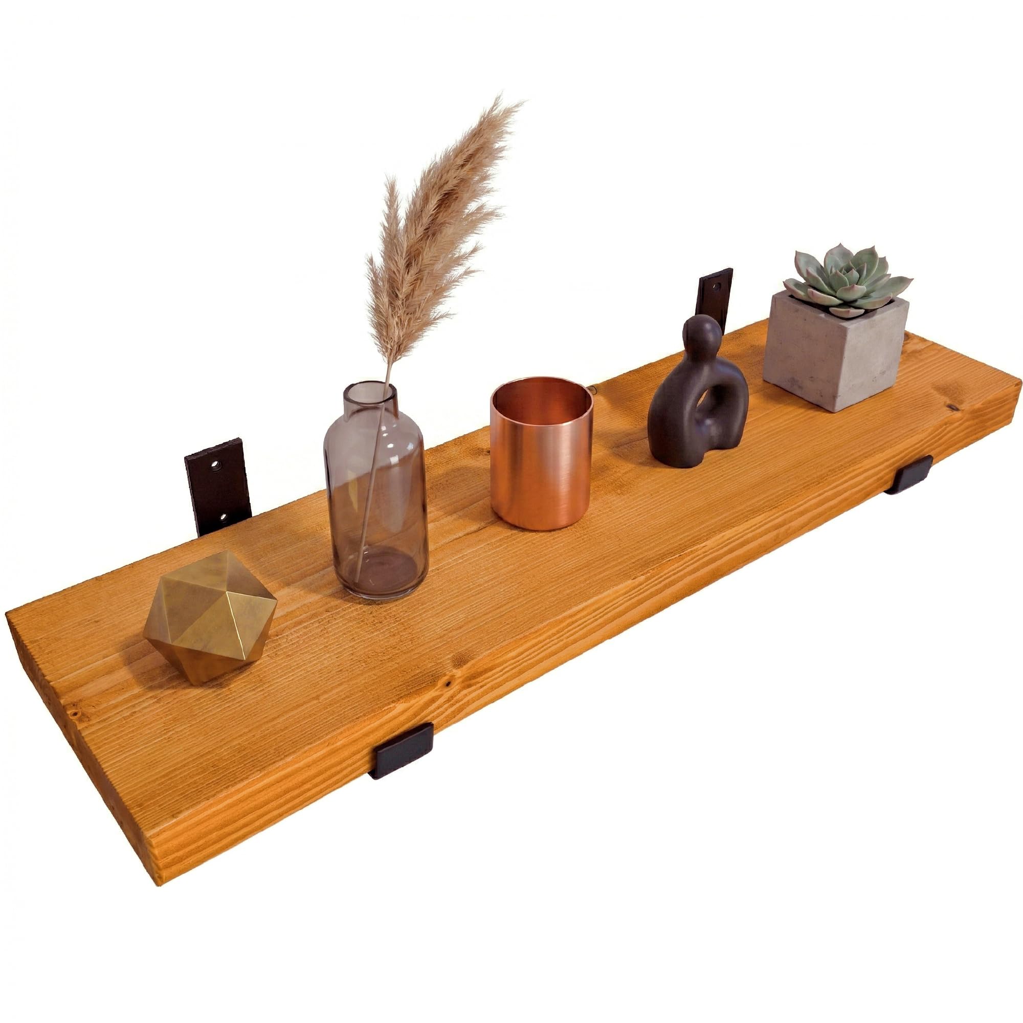 Top Notch Home & Living Handcrafted Rustic Wooden Wall Shelf, Incl 2 Up Brackets, Wood Shelves Made in the UK from Solid Timber, Heavy Duty for Kitchen, Bathroom & Living Room