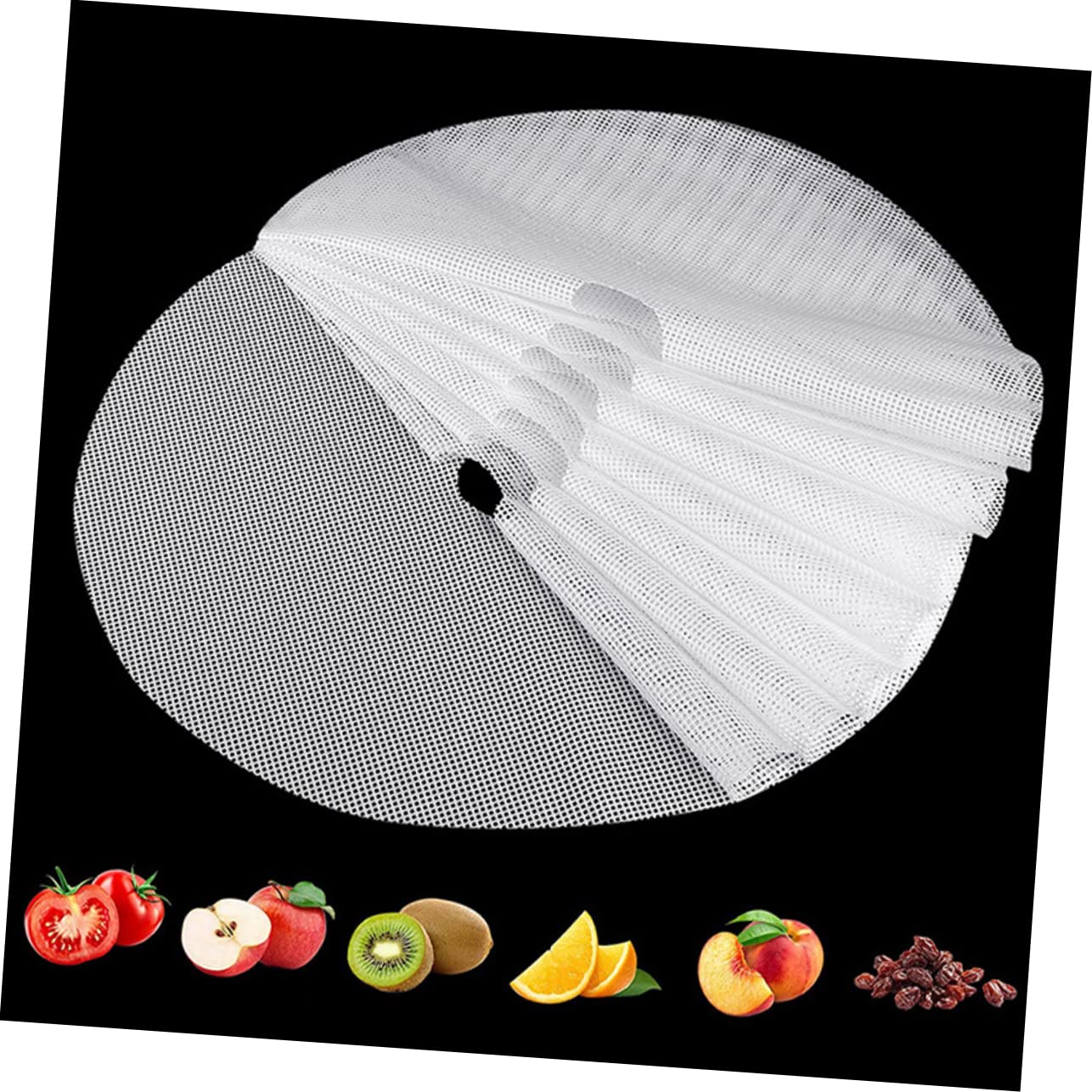 Zerodeko 8Pcs Silicone Food Dehydrator Sheets Round Reusable Non Stick Mats for Even Drying of Fruits Vegetables and Herbs Food Dryer Liners