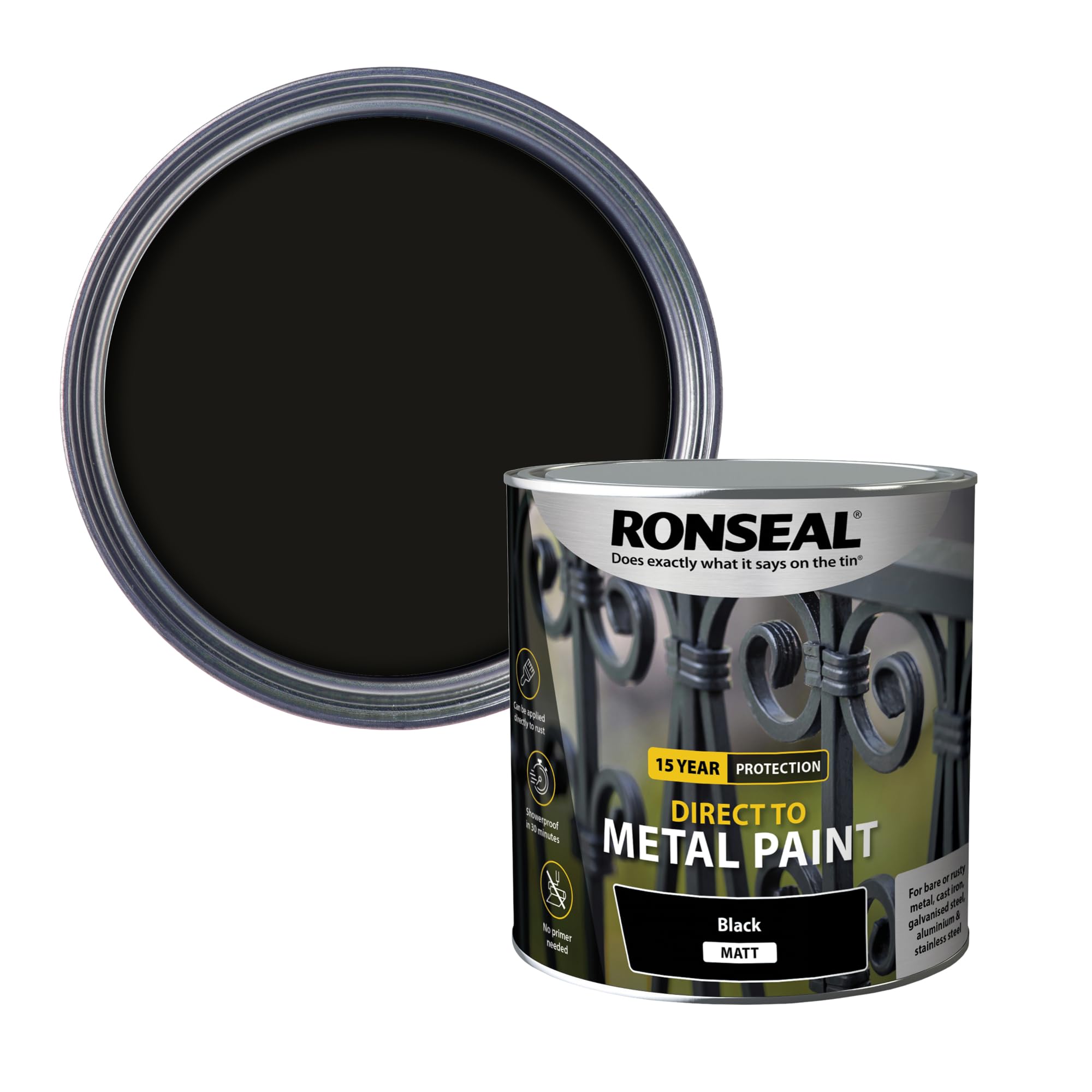 Ronseal Direct to Metal Paint Black Matt 2.5L