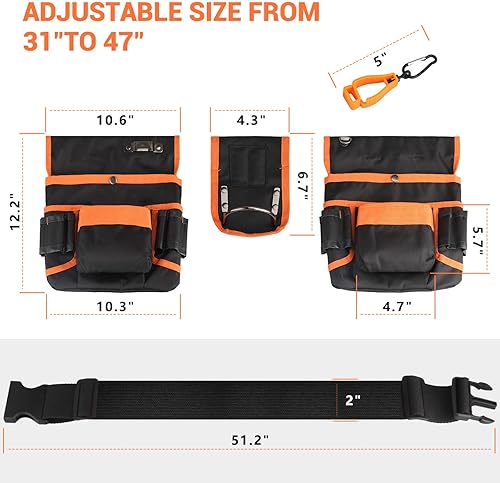 Miniatura 2 de Cinturón de herramientas, bolsa de herramientas con 26 bolsillos para hombres, bolsa magnética de alta resistencia, bolsas de herramientas