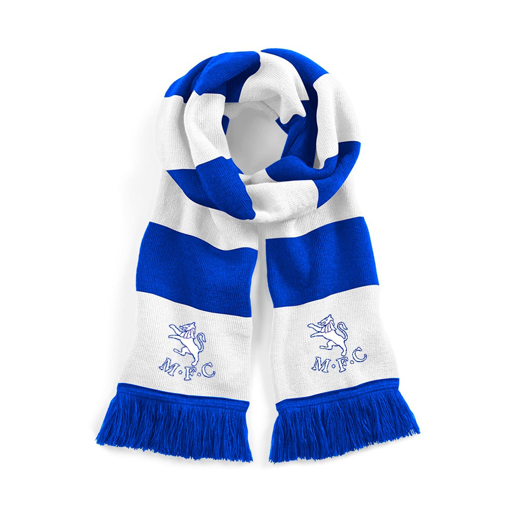Old School Football Royal/White Millwall 1940S Retro Traditional Football Scarf Embroidered Logo