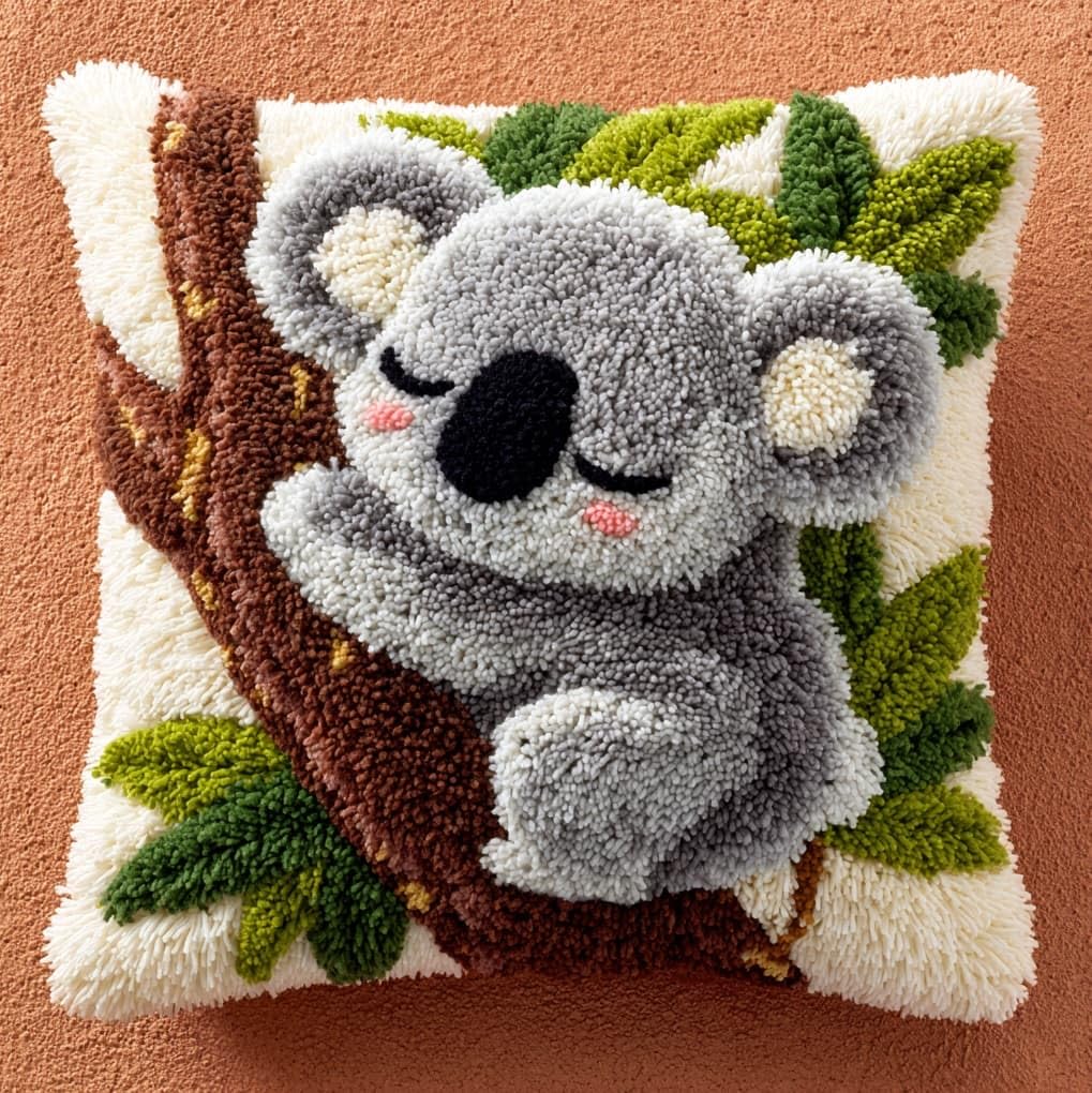 WallustrioaW DIY Rug Cushion kit 43x43cm,Koala Animals