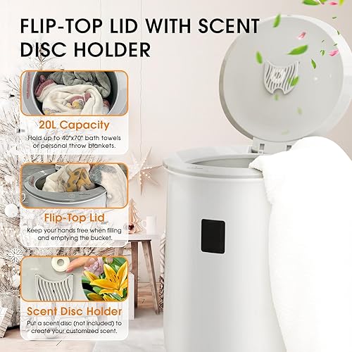 Miniatura 4 de Calentador de toallas, capacidad mejorada de 20 litros para baño, calentador de toallas de lujo con bloqueo de seguridad infantil para mantas,