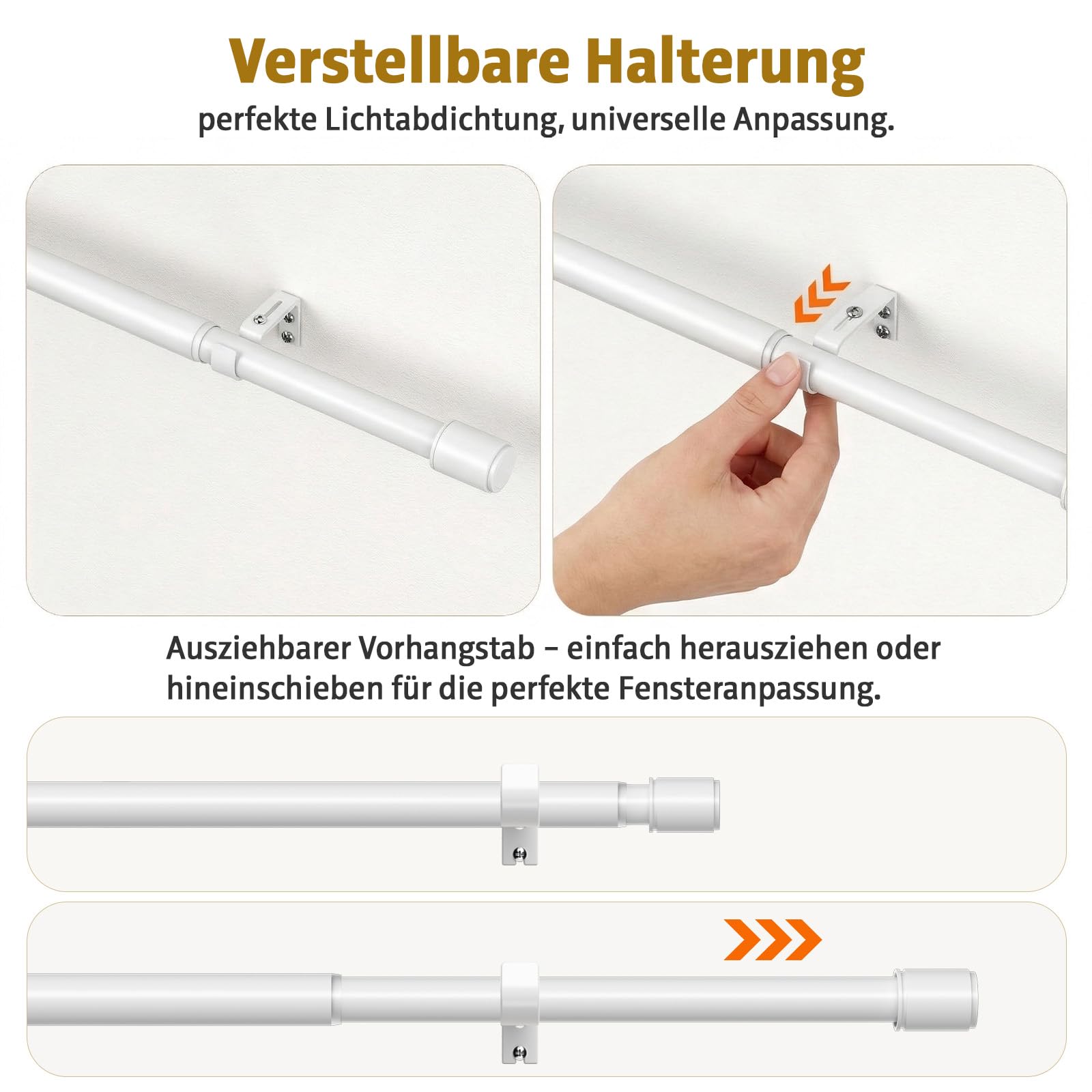 Tringle à rideaux extensible avec support - Blanc - 76-325 cm de diamètre - 25 mm de diamètre - Tringle à rideaux extra longue pour chambre à coucher, salon - Métal mat robuste