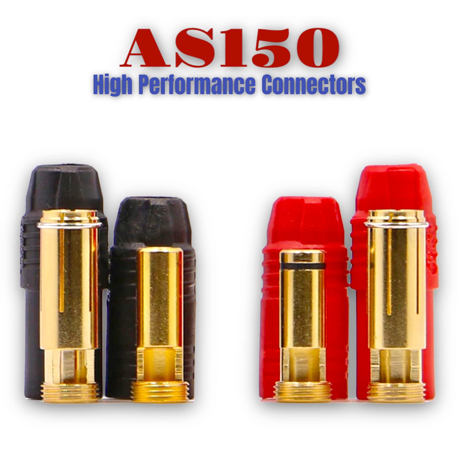 2 X Set (16 pezzi) Rosso Nero Alta Corrente AS150 Premium Antiflash 7 mm Connettore Oro Spina Inversione di polarità Maschio Female Rosso Nero 150A Batteria Lipo RC Saldatura