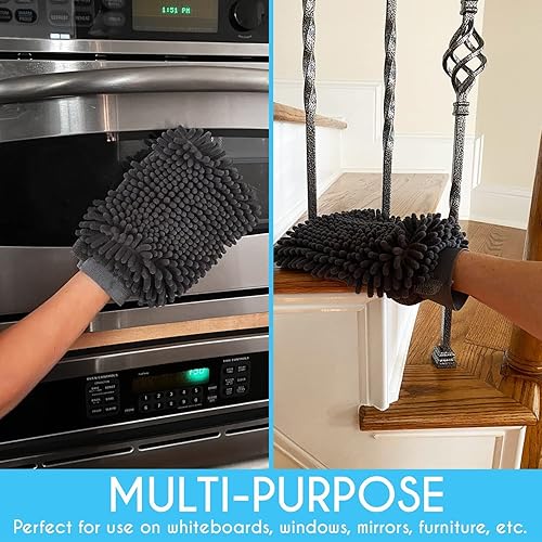 Miniatura 5 de Manopla de limpieza magnética de pizarra blanca de borrado en seco de microfibra, paquete de 2, doble cara, limpieza multisuperficie