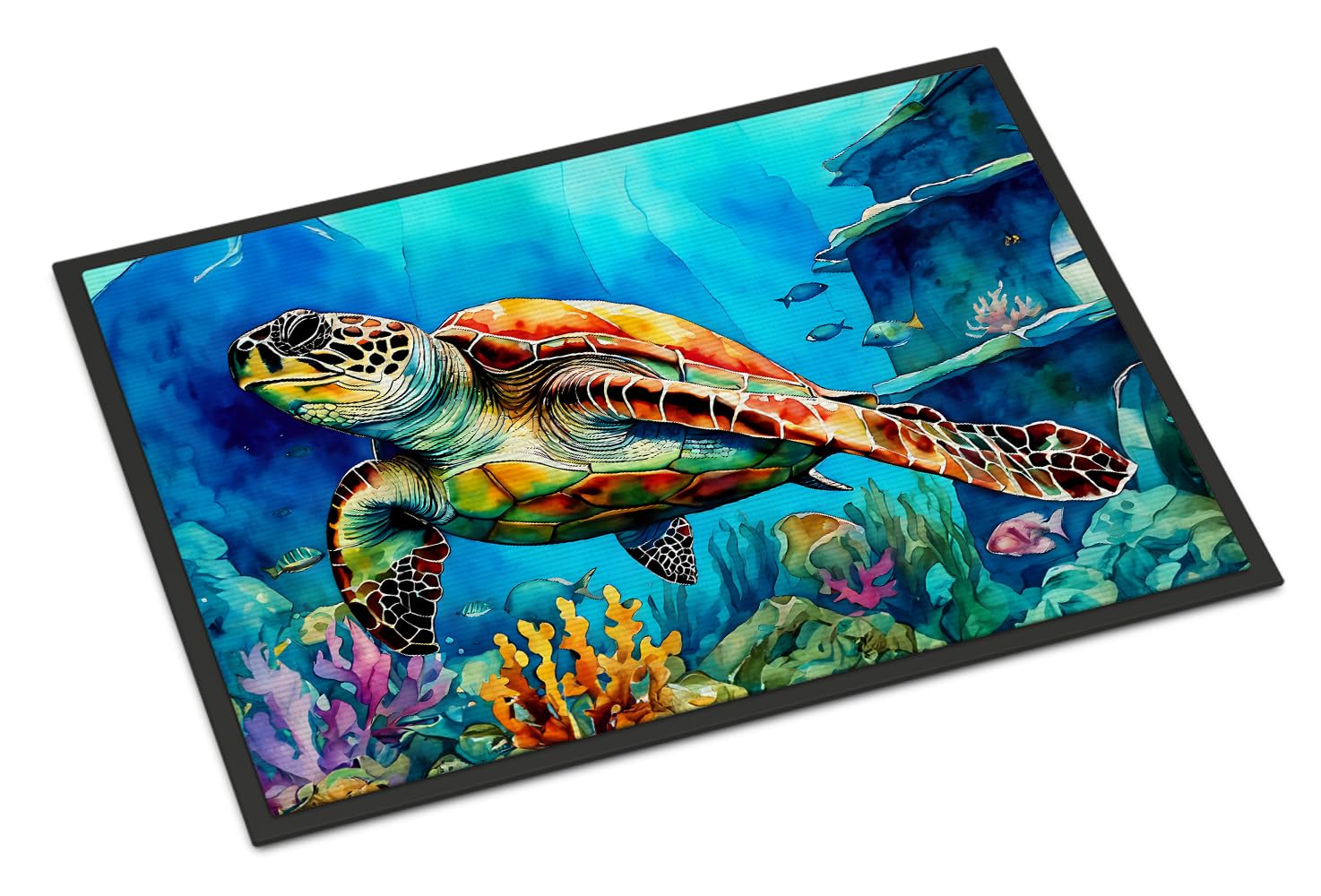Caroline's Treasures DAC2805MAT Loggerhead Sea Turtle Doormat Front Door Mat Indoor Outdoor Rugs for Entryway, Non Slip Washable Low Pile, 18H X 27W