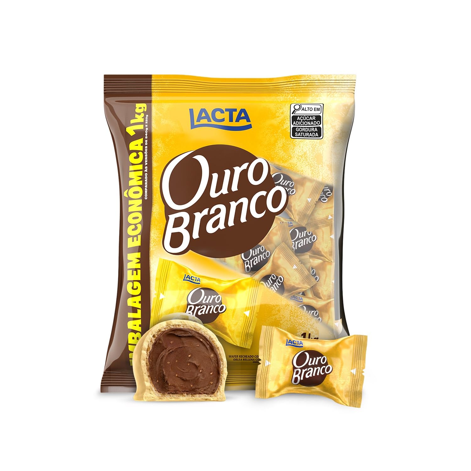 Lacta Ouro Branco Bombon 1 kg. (2.2 lbs) - 2 Packs.